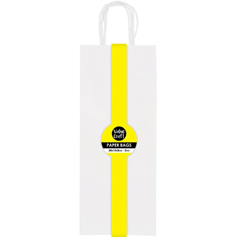 BOTTLE PAPER BAGS 38X15CM WHITE 2PCS