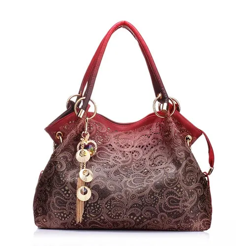 Brand luxury designer women handbags female PU leather hollow out tassel bags ladies messegner shoulder bag bolsa feminina LH33