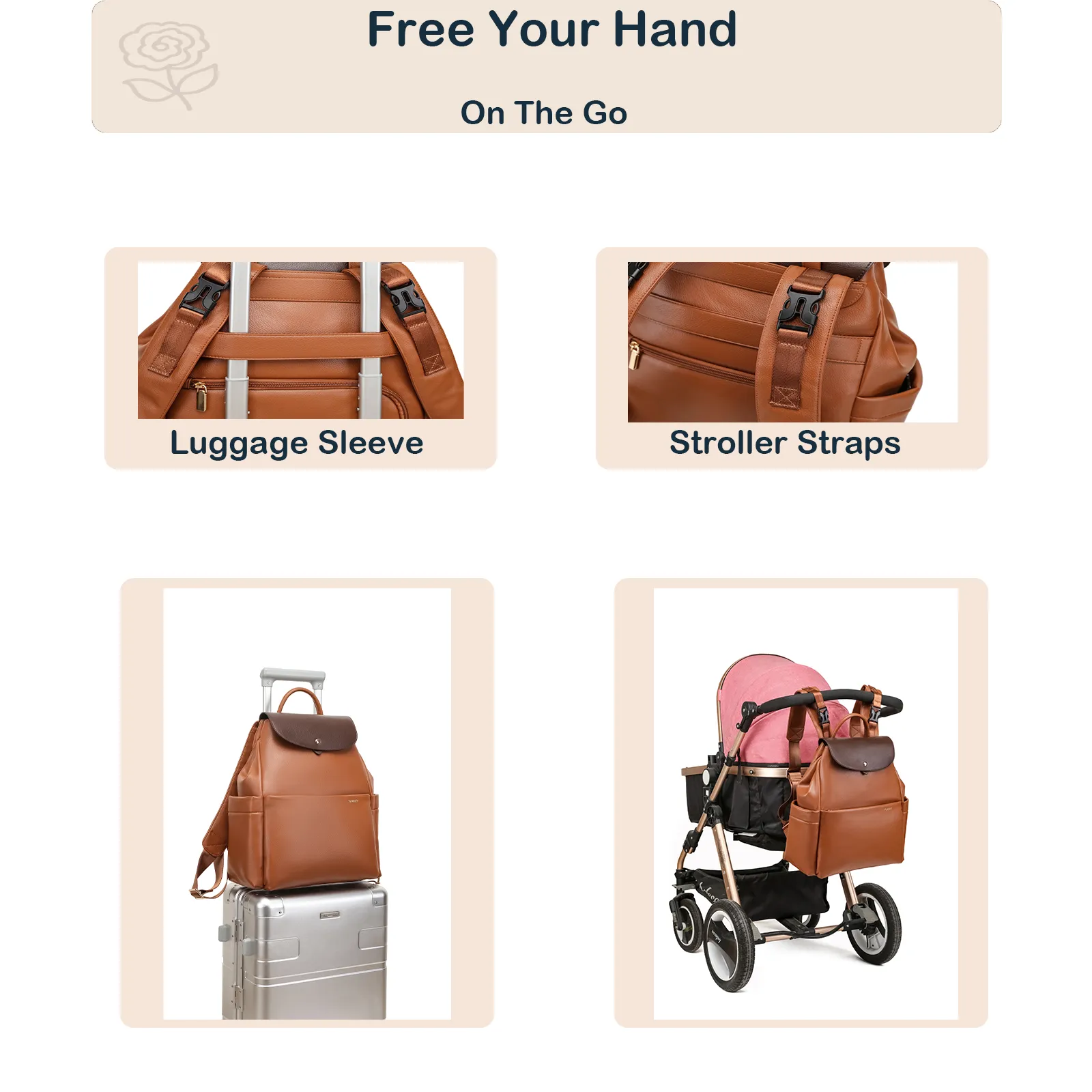 Brown Leather Diaper Bag Backpack