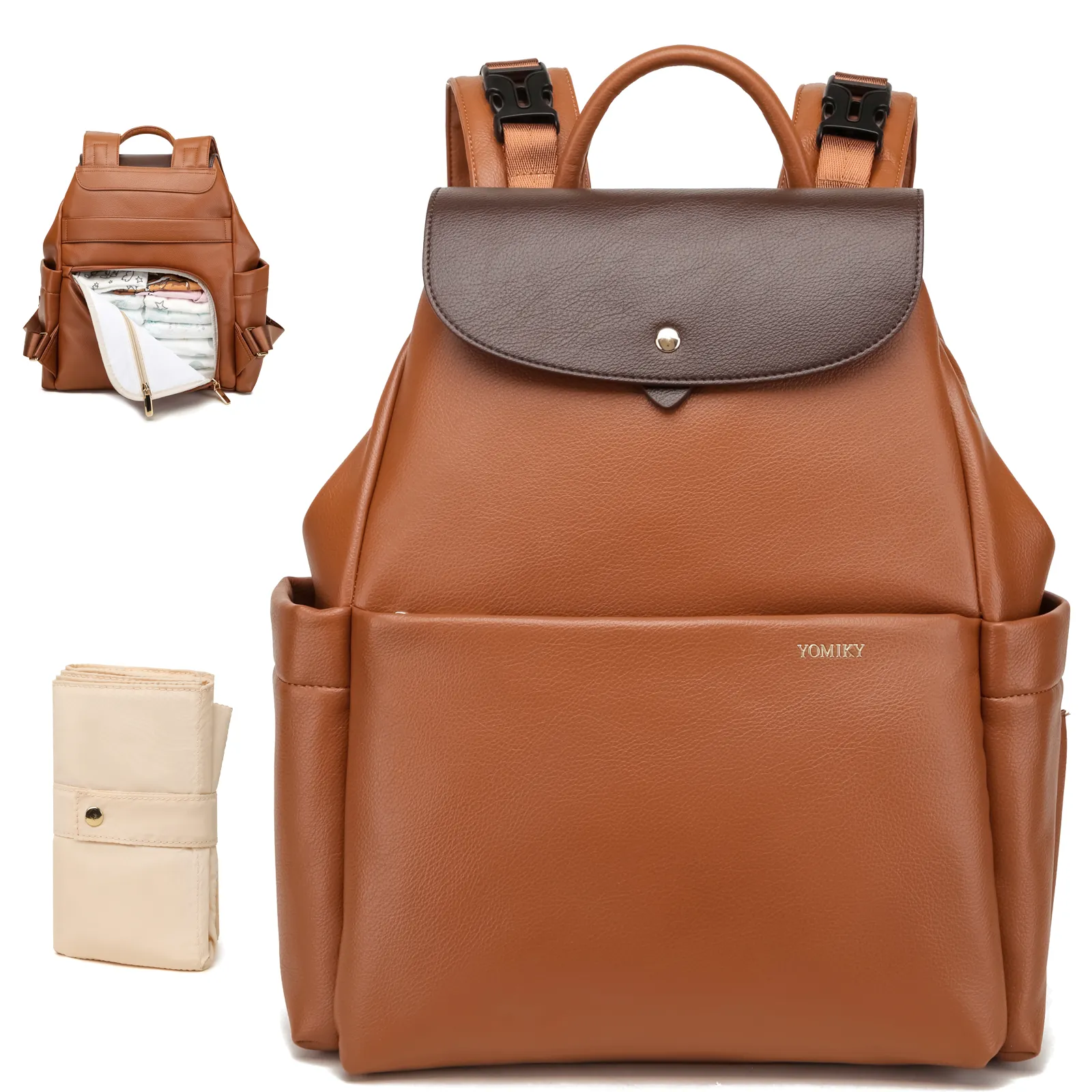 Brown Leather Diaper Bag Backpack