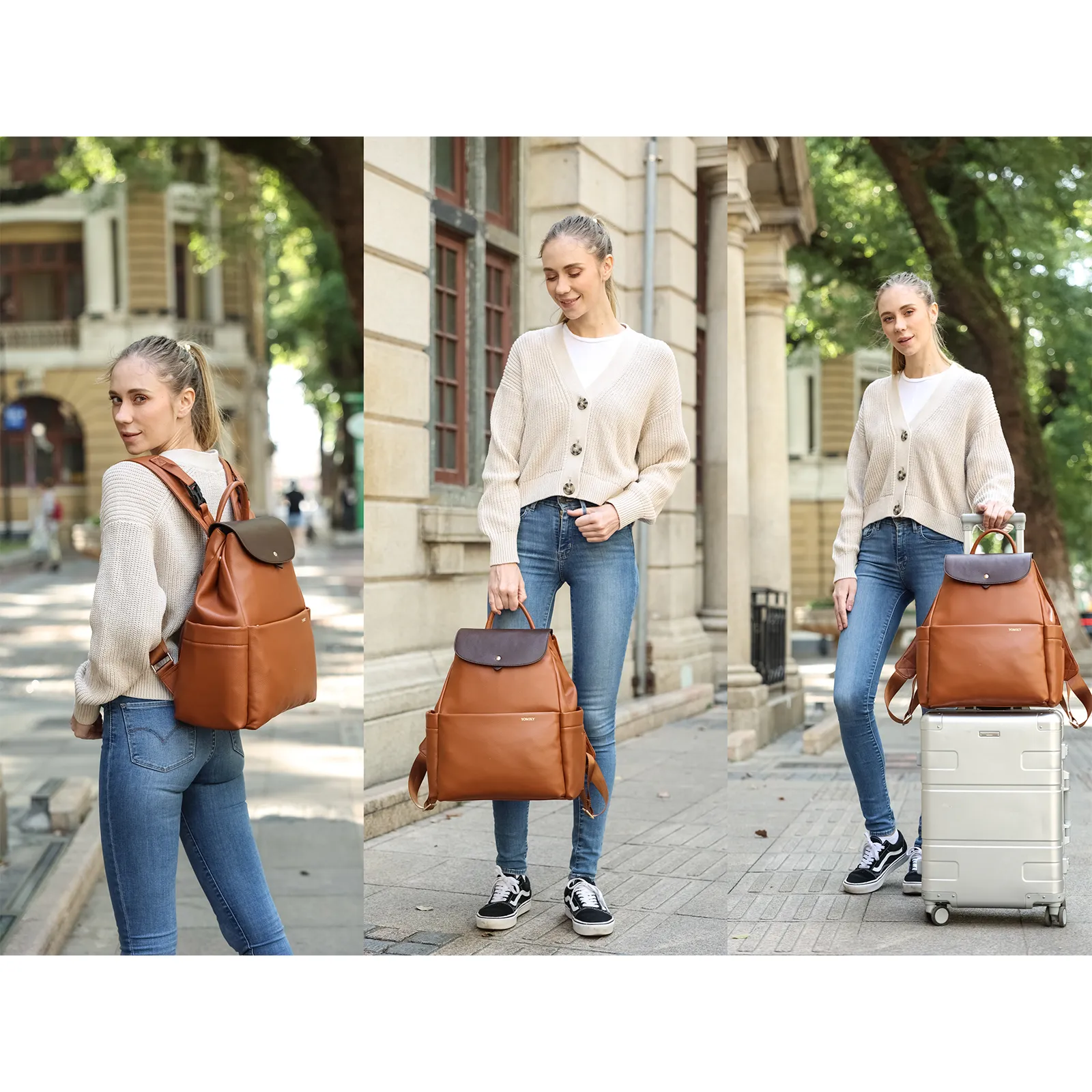 Brown Leather Diaper Bag Backpack