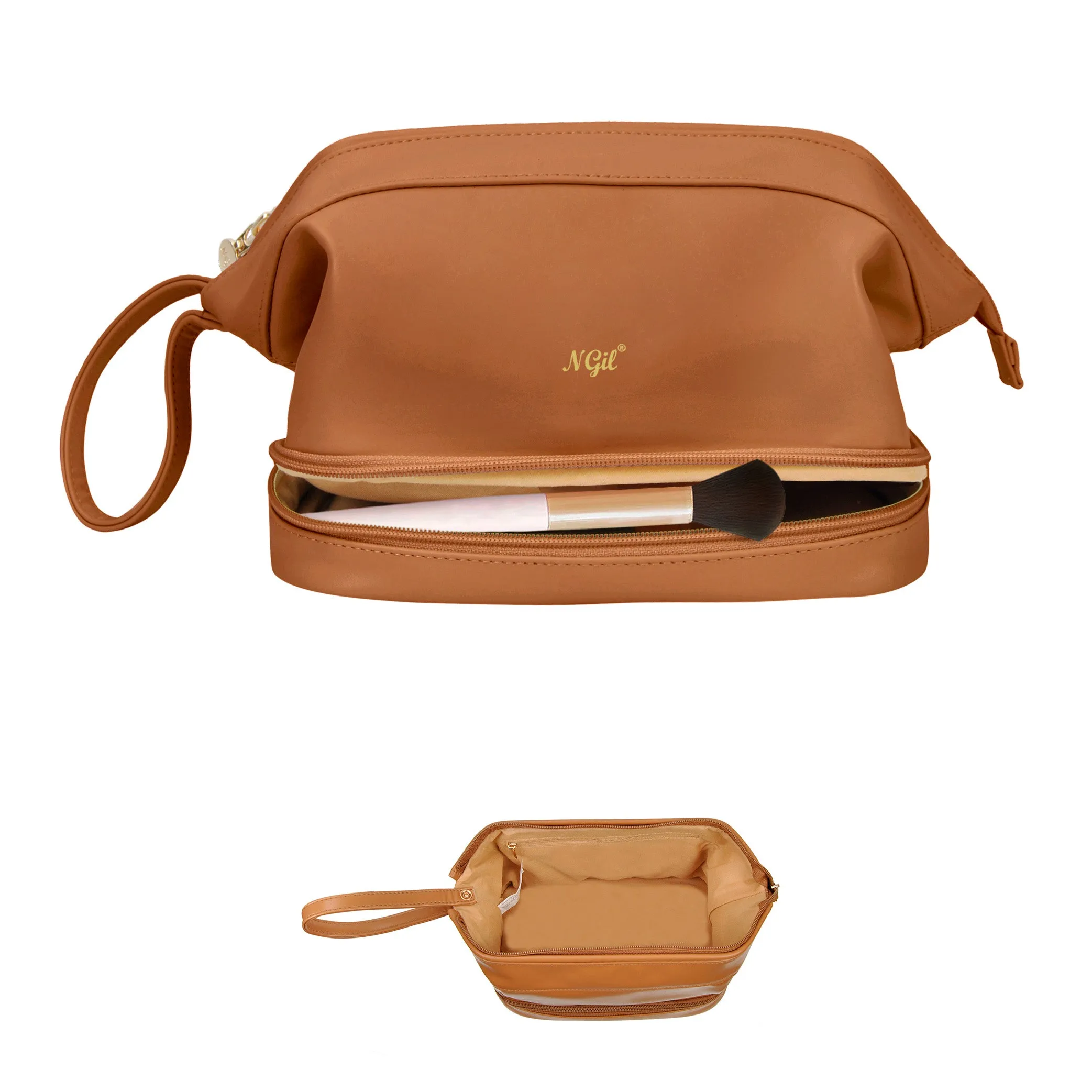 Brown NGIL Faux Leather Cosmetic Bag