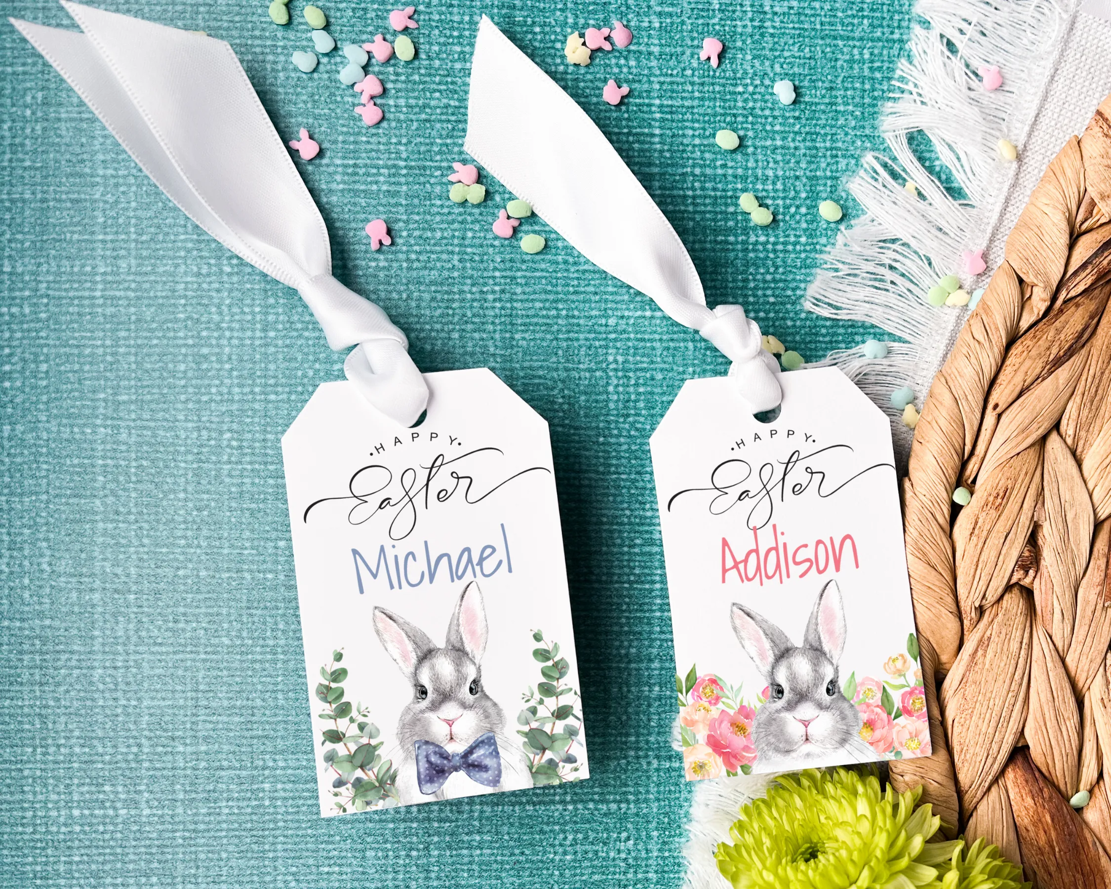 Bunny Rabbit Easter Basket Gift Tag