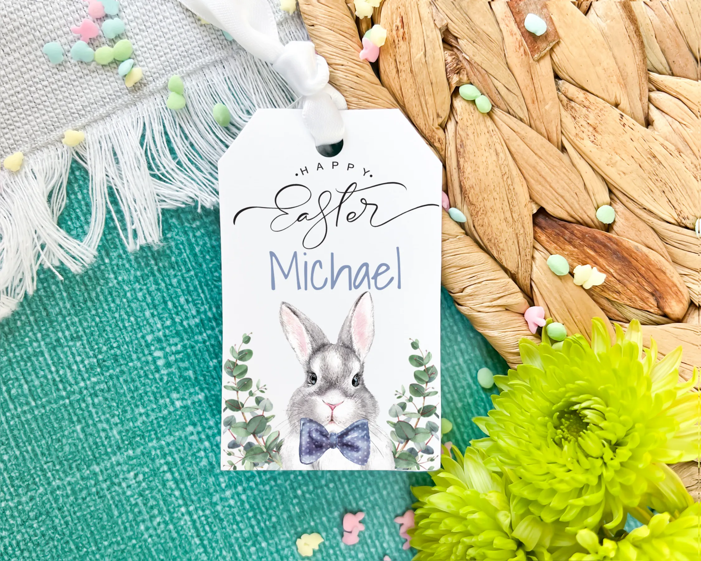 Bunny Rabbit Easter Basket Gift Tag