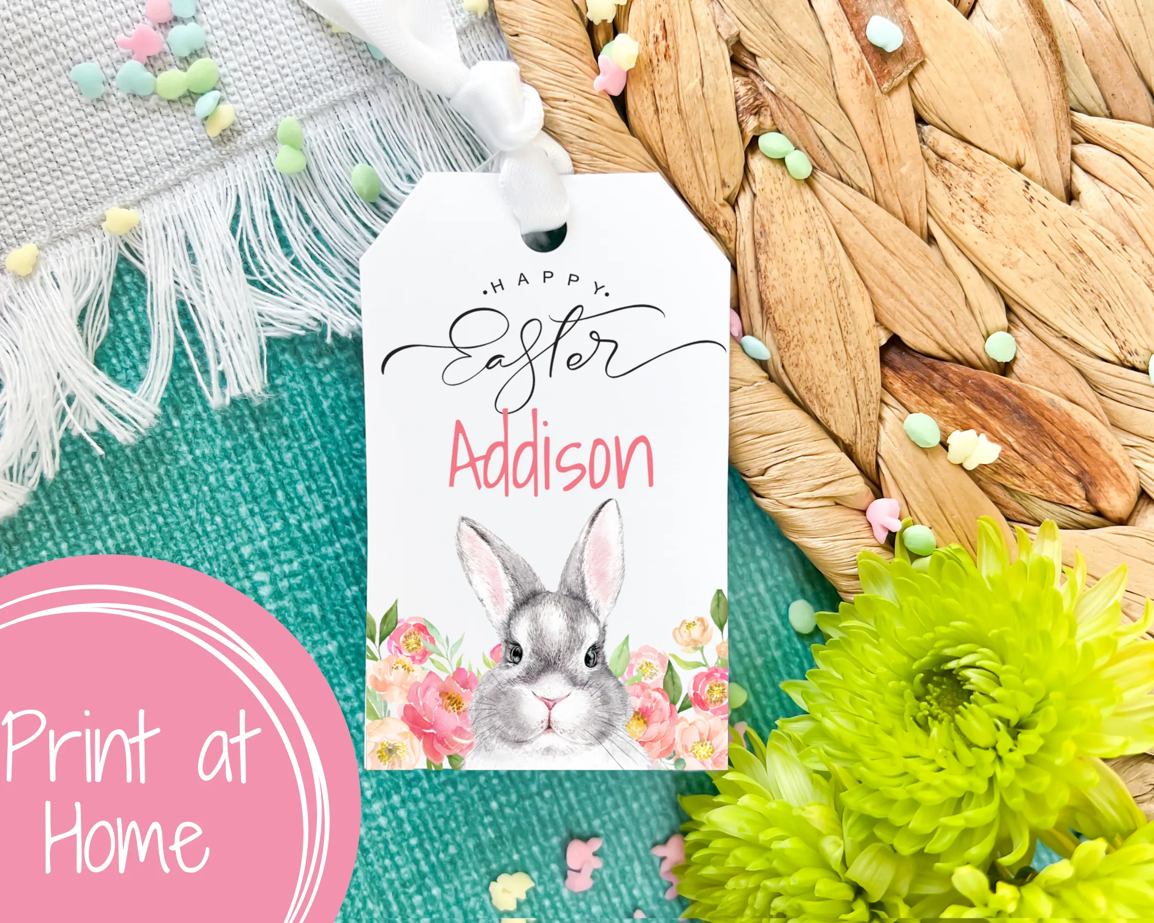 Bunny Rabbit Easter Basket Gift Tag