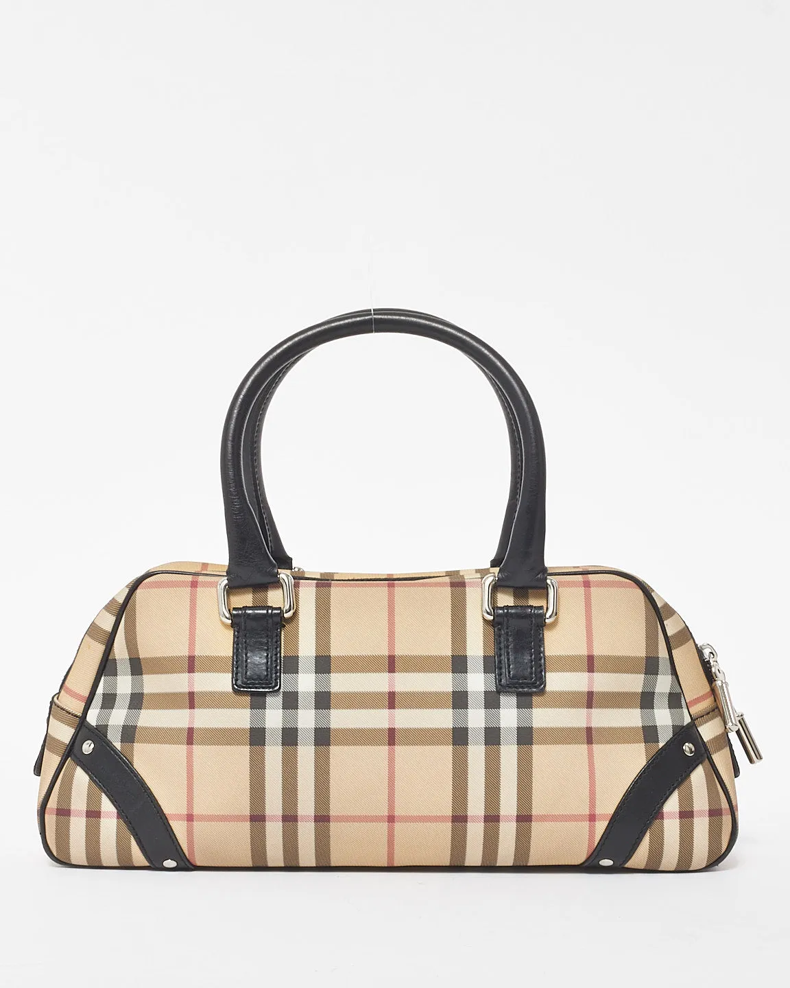 Burberry Beige Nova Check Canvas Bowler Bag
