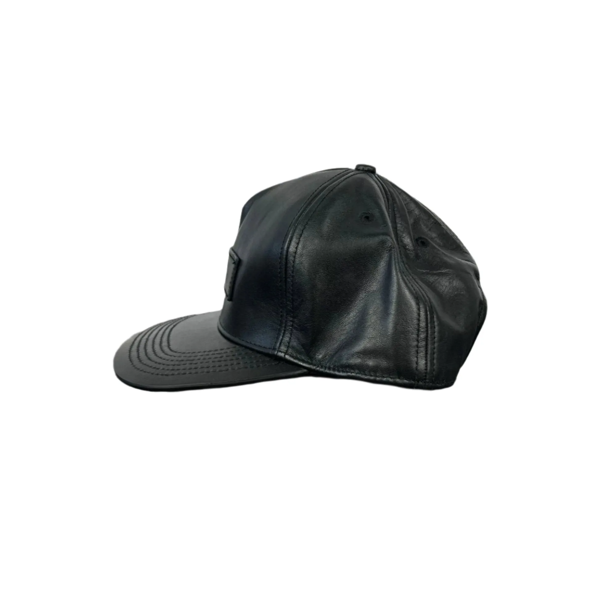 Buscemi Postback Black Smooth Cow Leather Hat SAMPLE