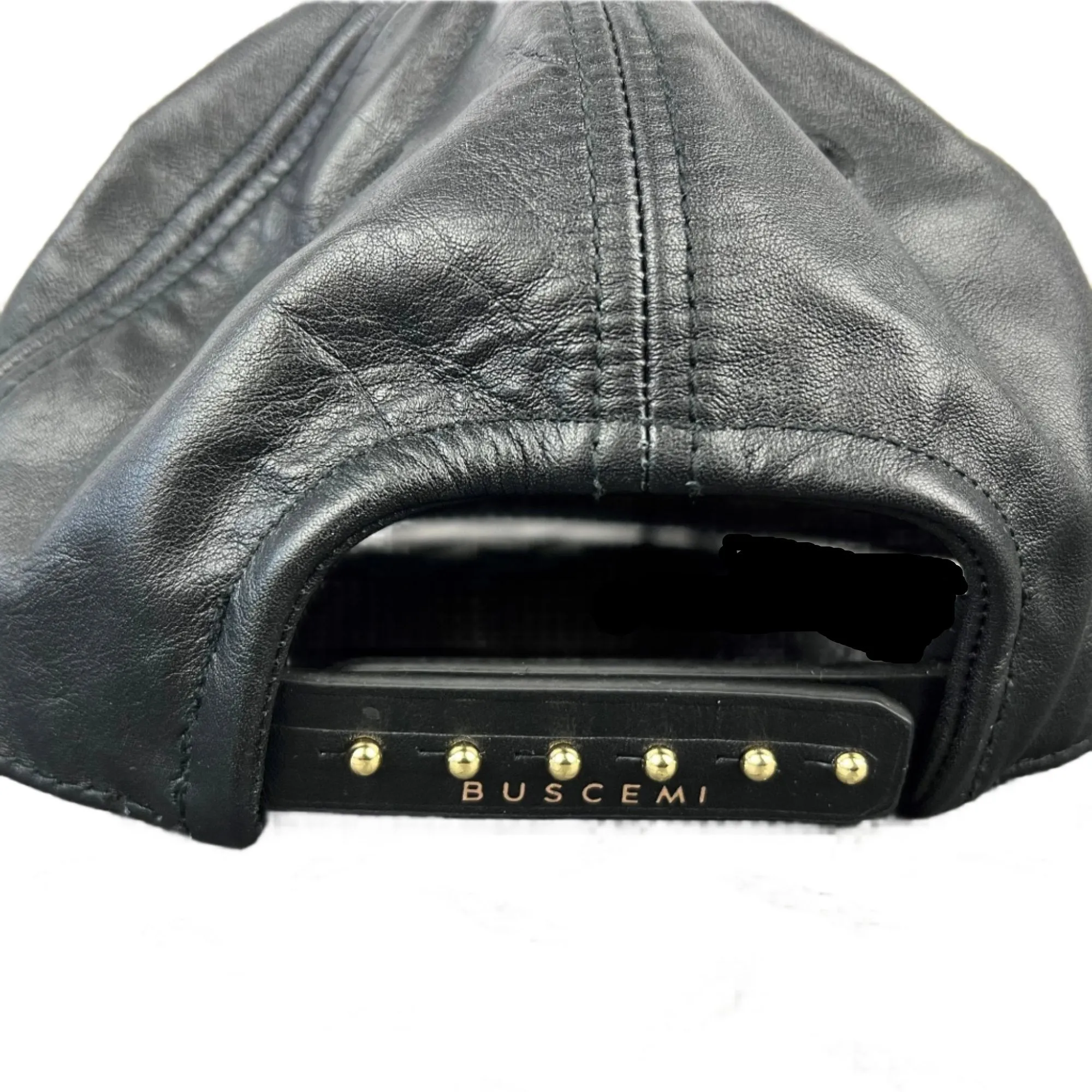 Buscemi Postback Black Smooth Cow Leather Hat SAMPLE