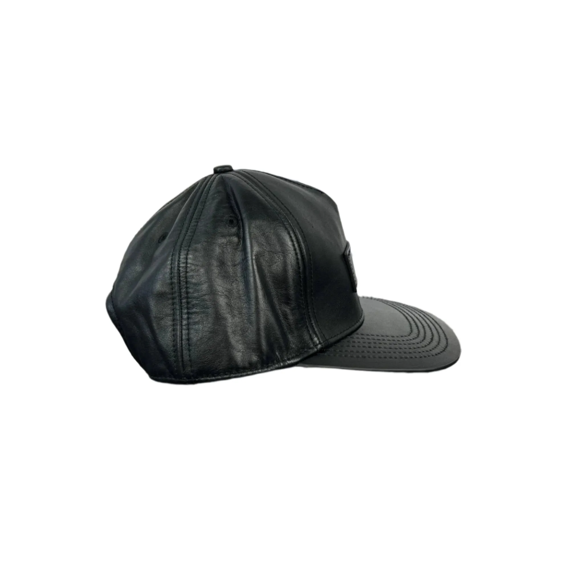 Buscemi Postback Black Smooth Cow Leather Hat SAMPLE