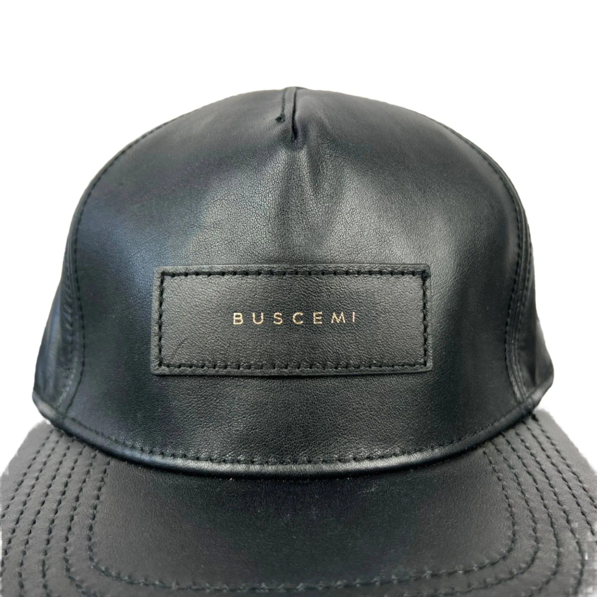 Buscemi Postback Black Smooth Cow Leather Hat SAMPLE