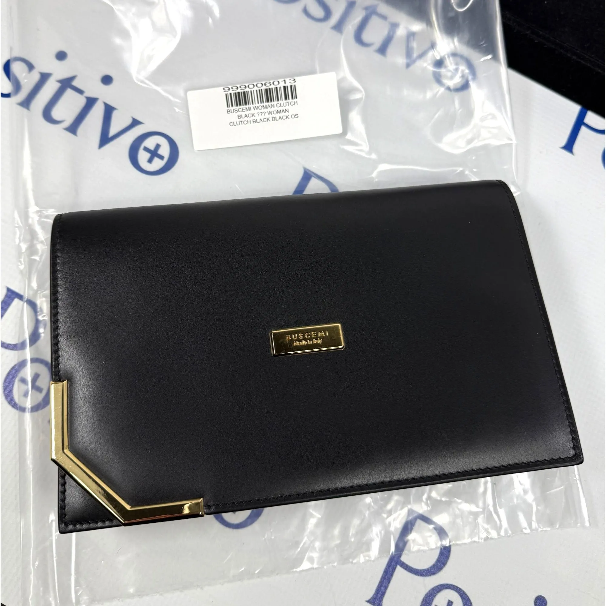 Buscemi Woman Black Leather Clutch Bag Small SAMPLE