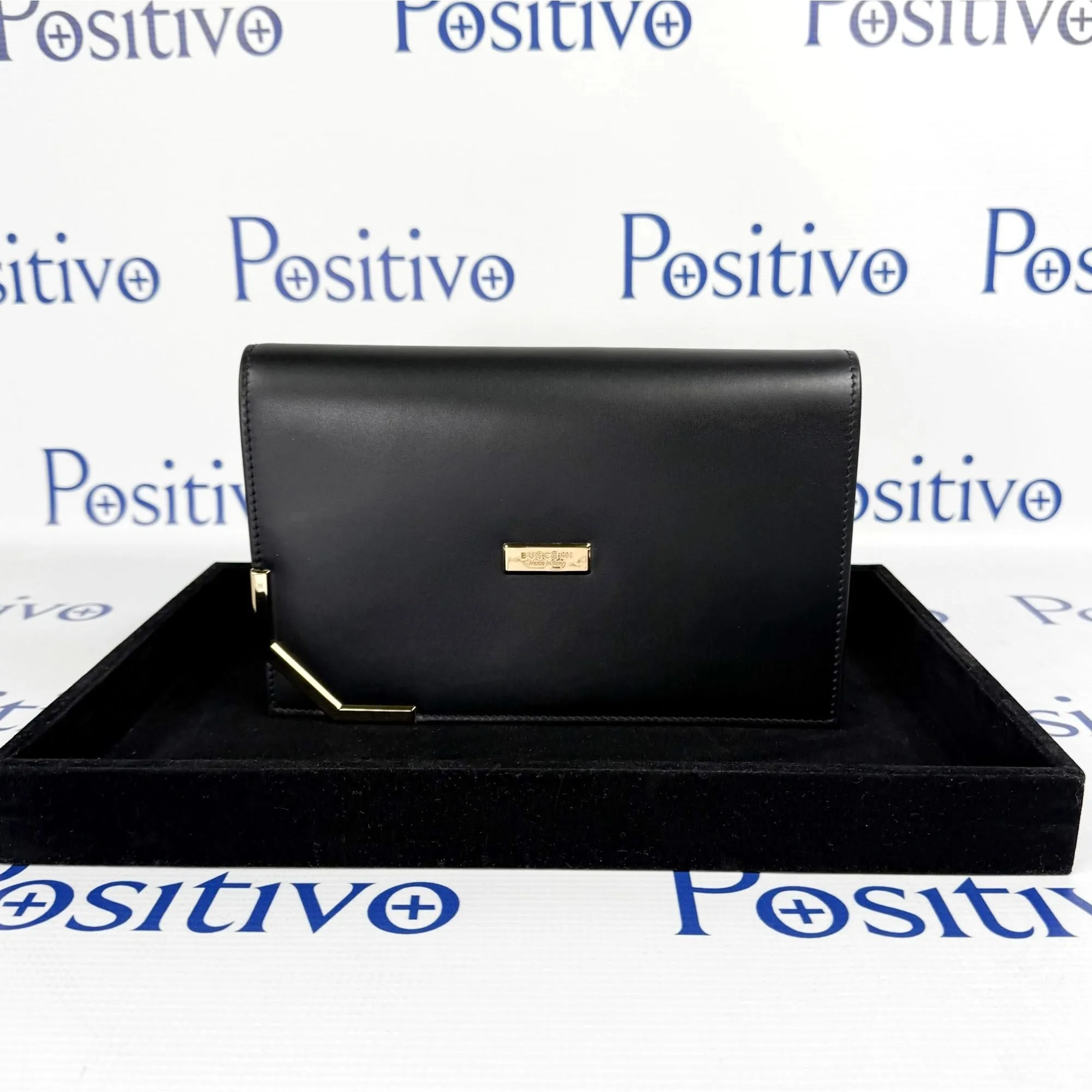 Buscemi Woman Black Leather Clutch Bag Small SAMPLE