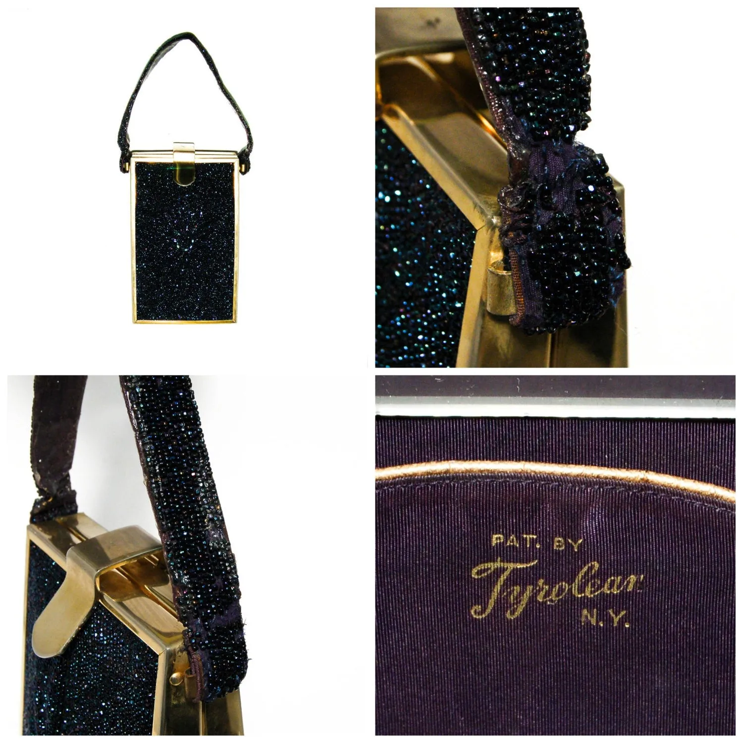 Carnival Glass Beaded Handbag with Floral Detail by Tyrolean New York