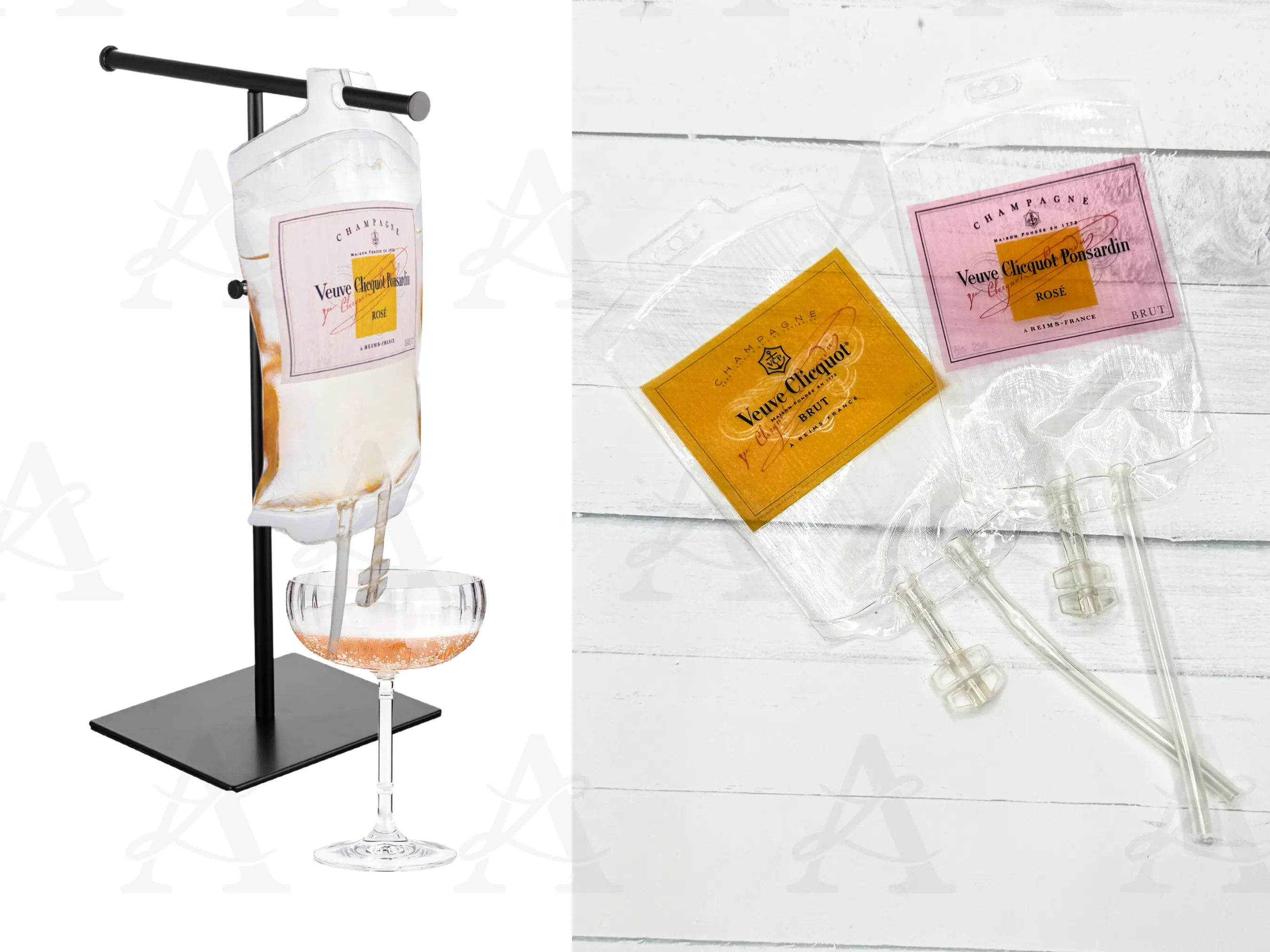 Champagne I.V. Drip Therapy Drink Pouch,  Veuve Clicquot Champagne Drink Pouch, IV Drip Drink Bag, Cocktail IV