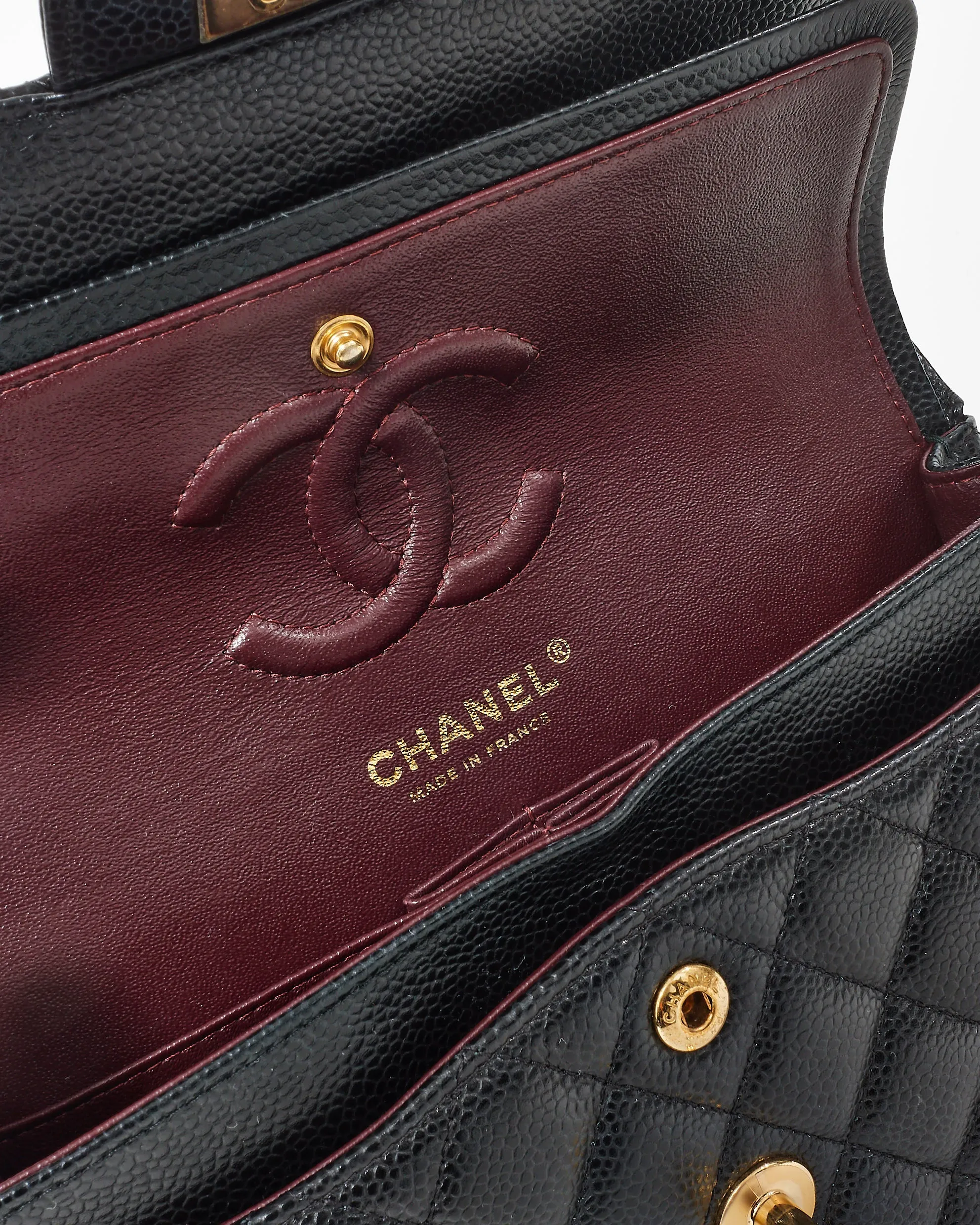 Chanel Black Caviar Leather Small Double Flap Bag GHW