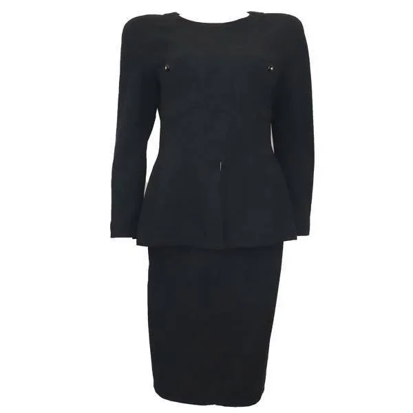 CHANEL Black Two-Piece Top and Skirt Set | Size 42