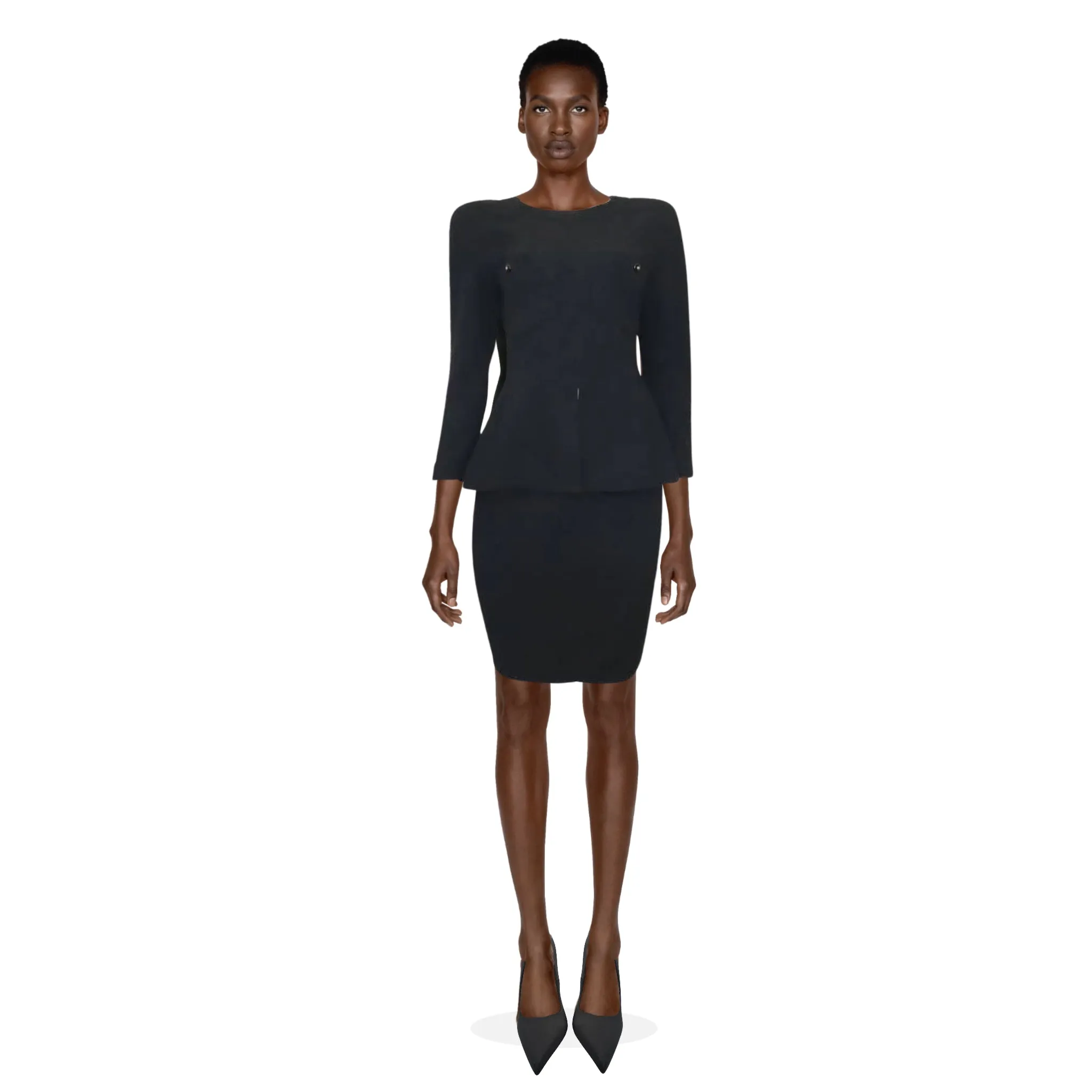 CHANEL Black Two-Piece Top and Skirt Set | Size 42