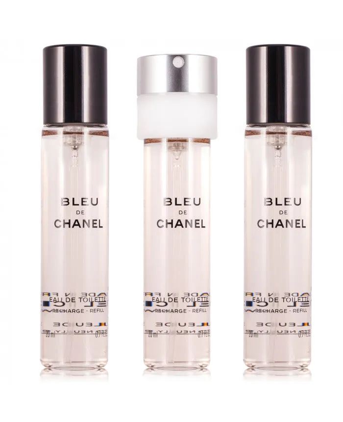 CHANEL BLEU DE CHANEL POUR HOMME FOR MEN EDT 3 x 20 ml TRAVEL SPRAY REFILL