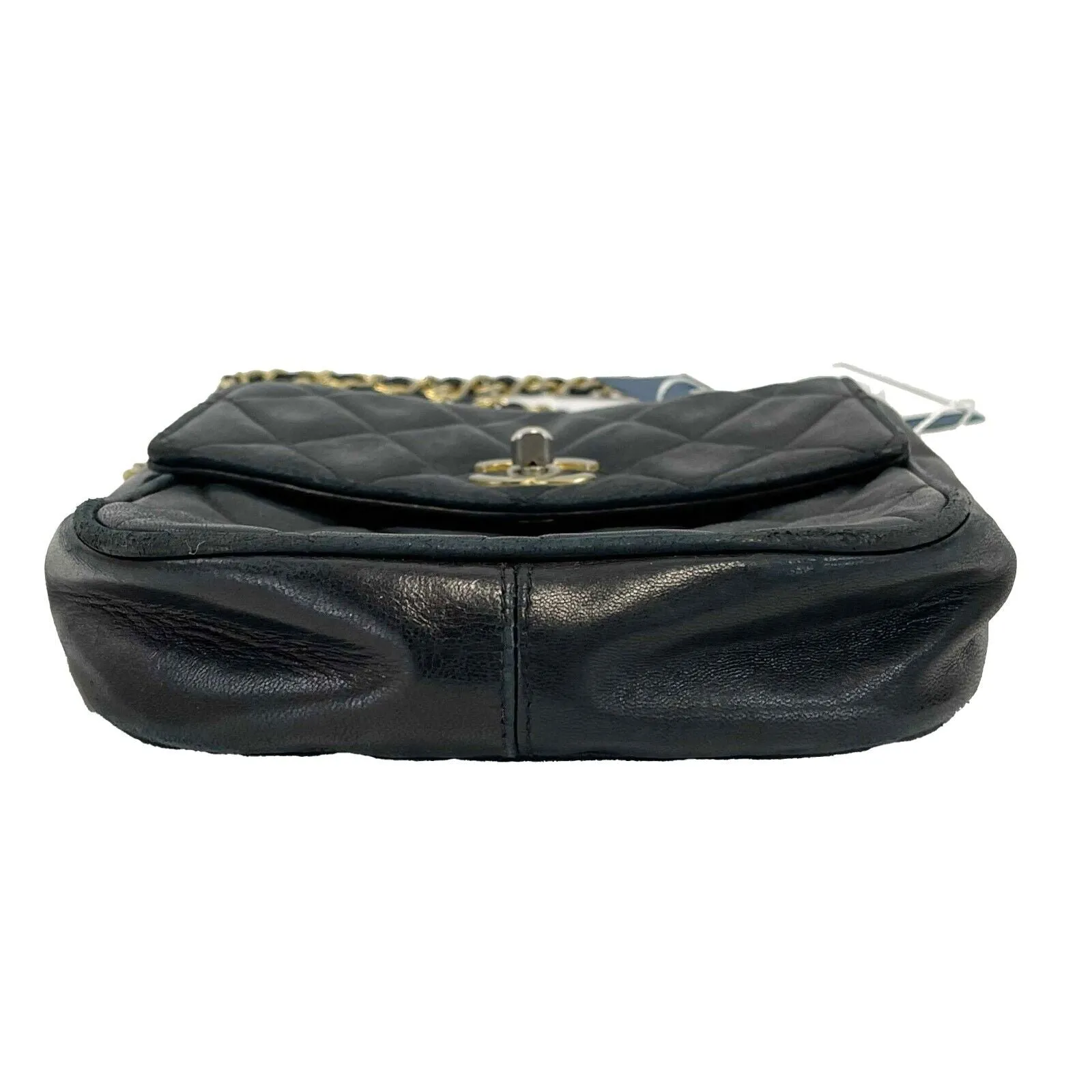 Chanel - CC Quilted Lambskin Flap Handbag VINTAGE 89 / 90 - Black Crossbody