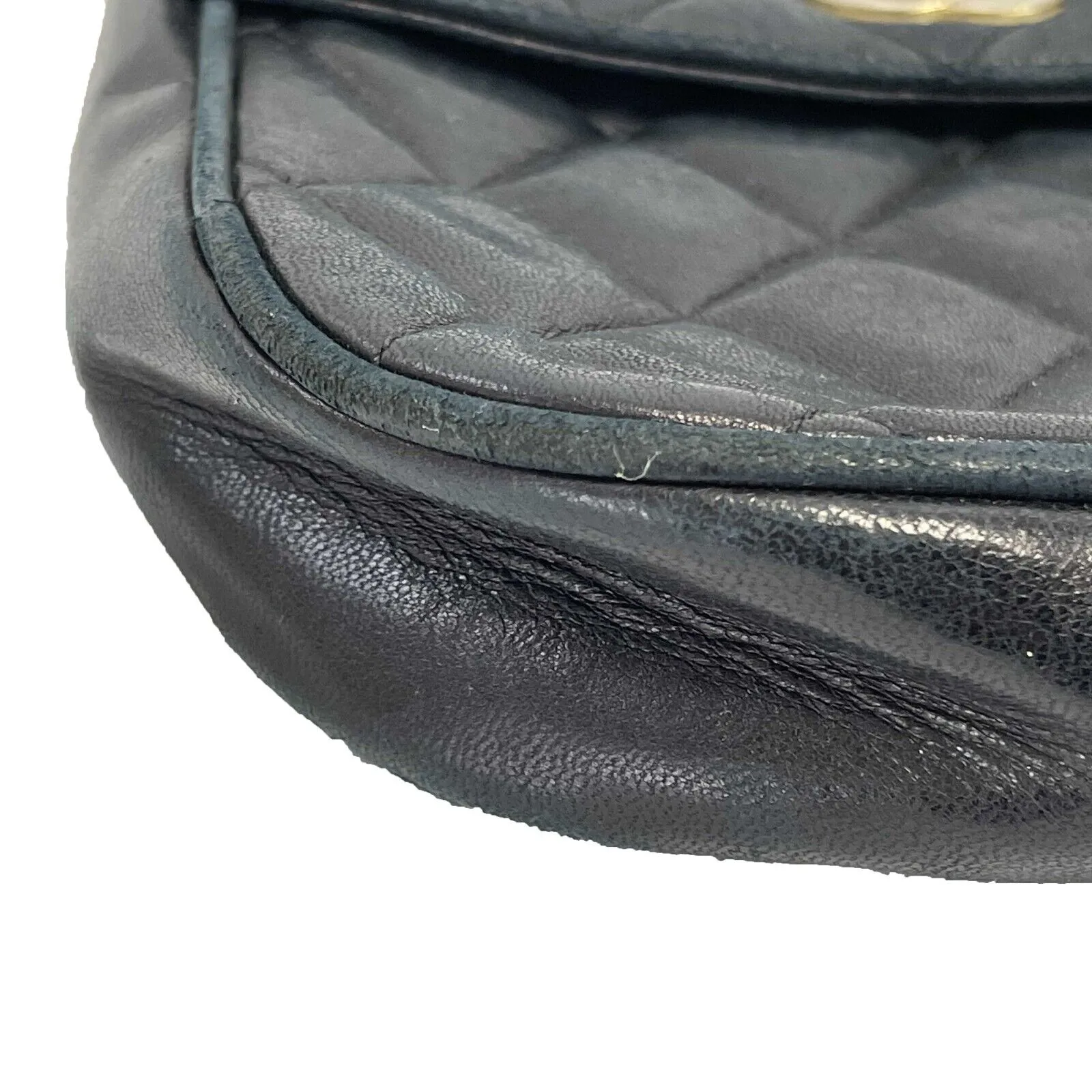 Chanel - CC Quilted Lambskin Flap Handbag VINTAGE 89 / 90 - Black Crossbody