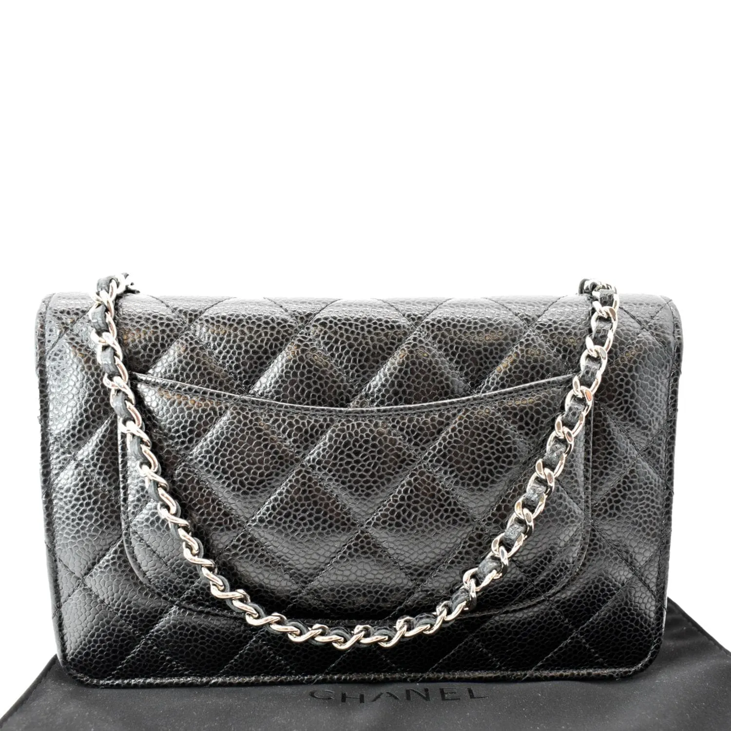 CHANEL CC WOC Caviar Leather Wallet On Chain Crossbody Bag Black