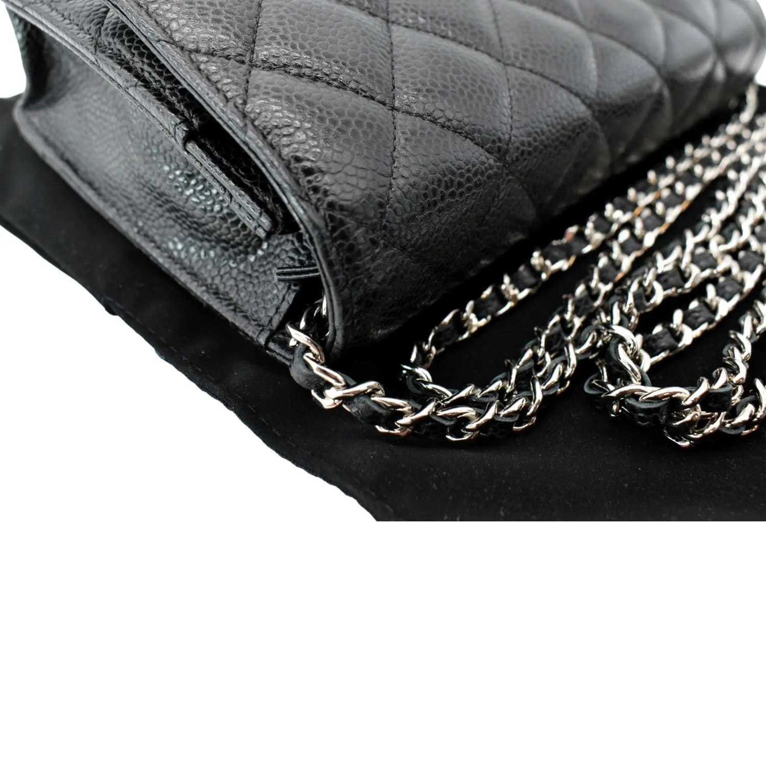 CHANEL CC WOC Caviar Leather Wallet On Chain Crossbody Bag Black
