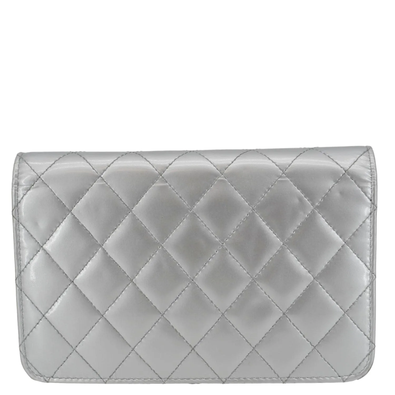 CHANEL Golden Class Quilted Leather Wallet on Chain Bag Silver