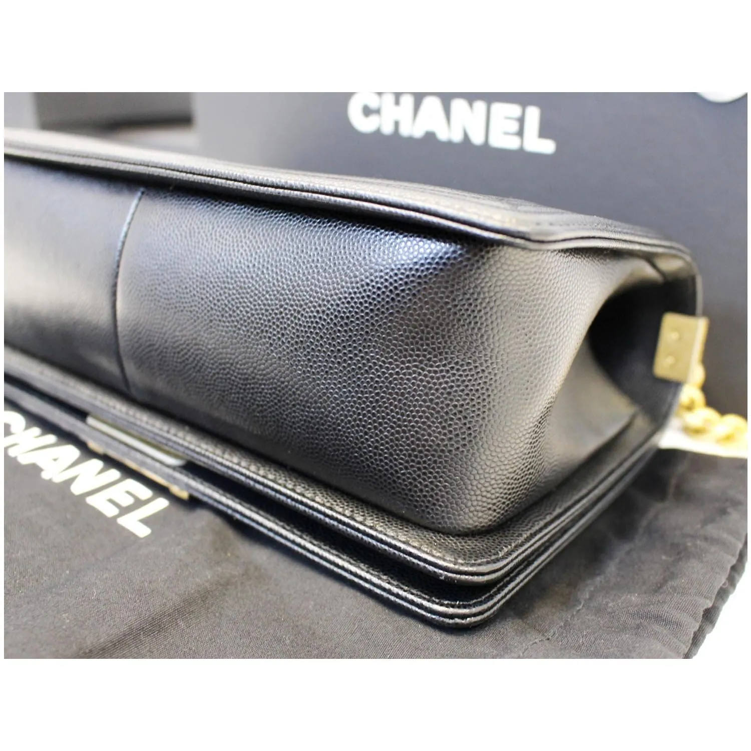 CHANEL Le Boy Small Caviar Leather Shoulder Bag Black