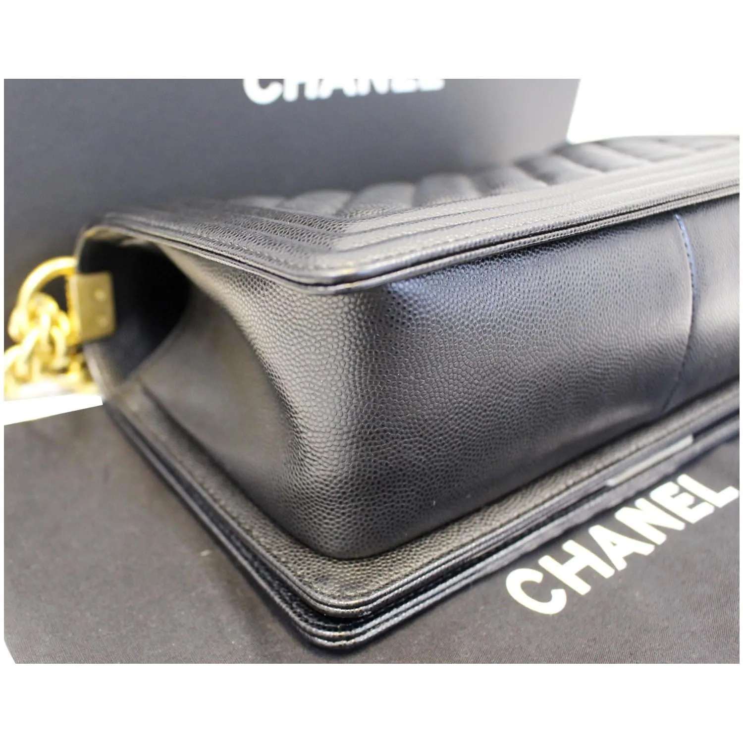 CHANEL Le Boy Small Caviar Leather Shoulder Bag Black