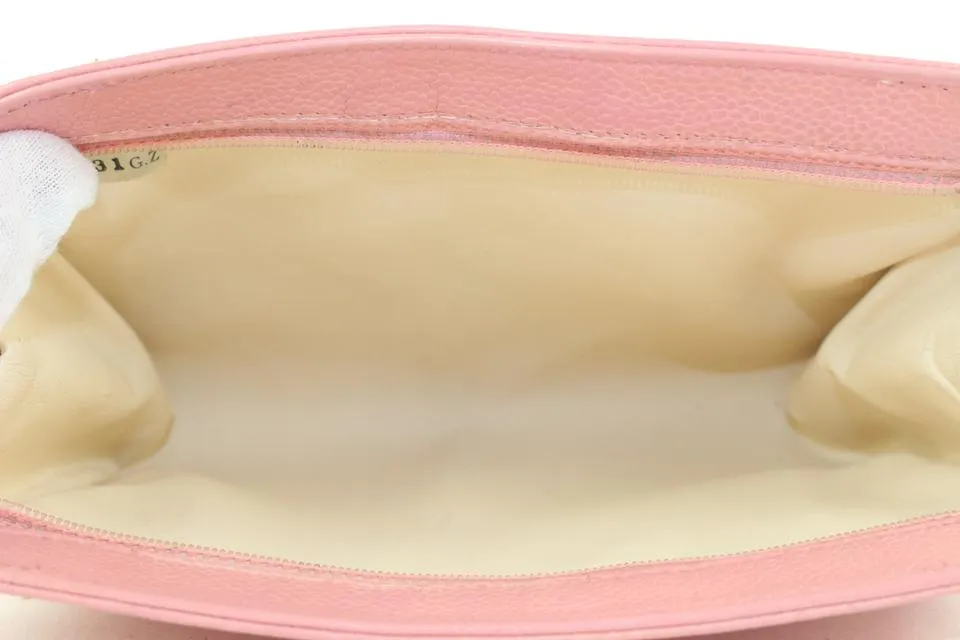 Chanel Pink Caviar Leather Cosmetic Pouch Toiletry Bag 18C712