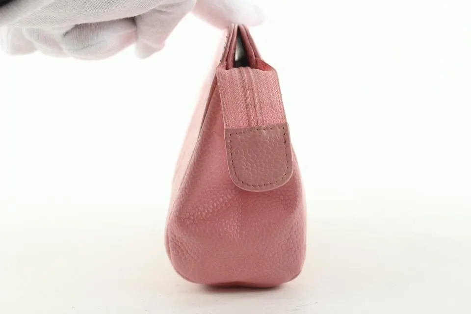 Chanel Pink Caviar Leather Cosmetic Pouch Toiletry Bag 18C712