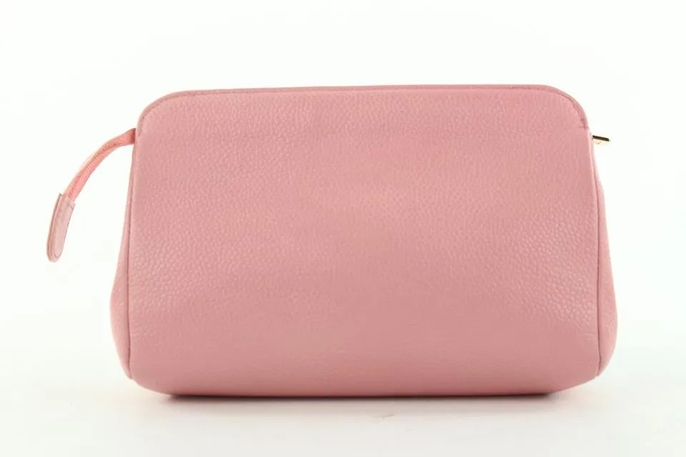 Chanel Pink Caviar Leather Cosmetic Pouch Toiletry Bag 18C712