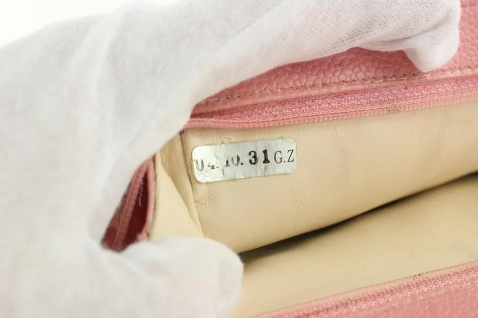 Chanel Pink Caviar Leather Cosmetic Pouch Toiletry Bag 18C712