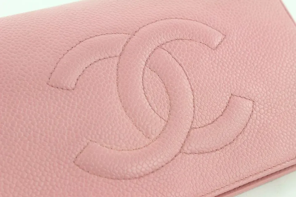Chanel Pink Caviar Leather Cosmetic Pouch Toiletry Bag 18C712