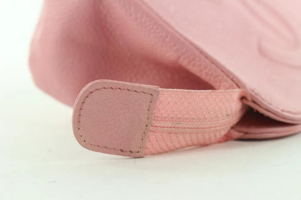 Chanel Pink Caviar Leather Cosmetic Pouch Toiletry Bag 18C712