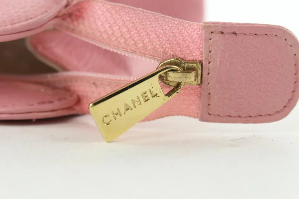 Chanel Pink Caviar Leather Cosmetic Pouch Toiletry Bag 18C712