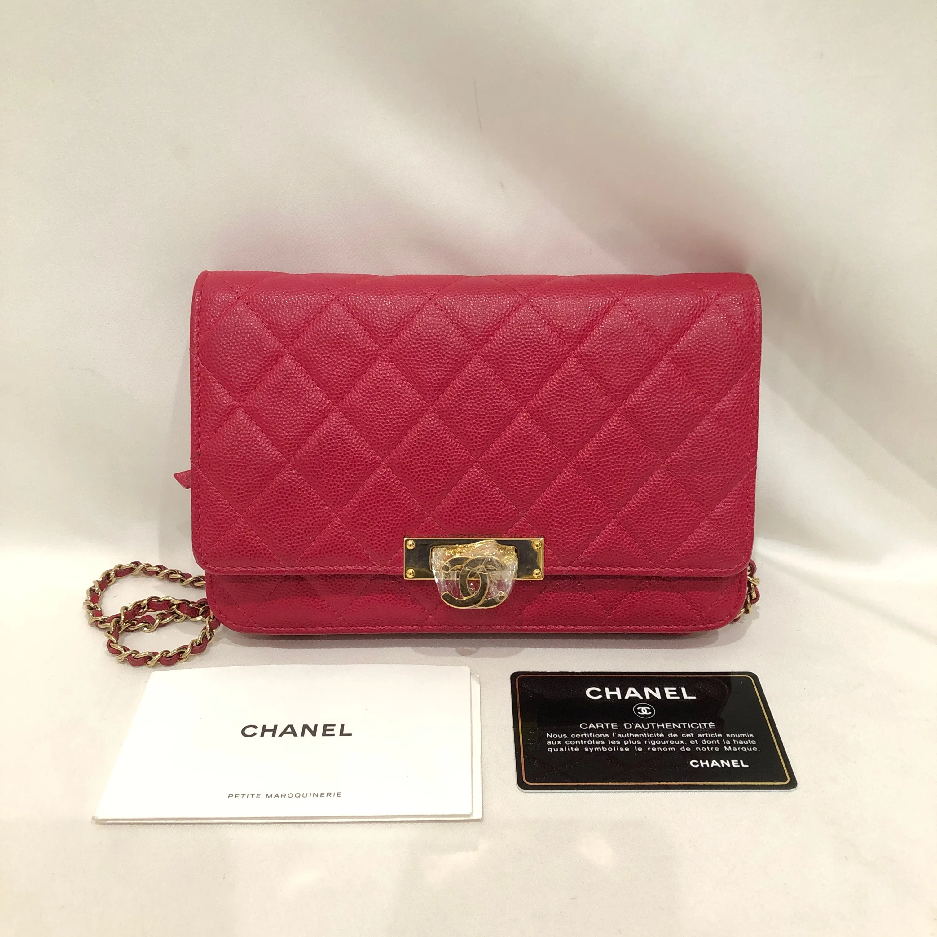 Chanel Red Caviar Wallet On Chain Crossbody Bag Sku# 83262