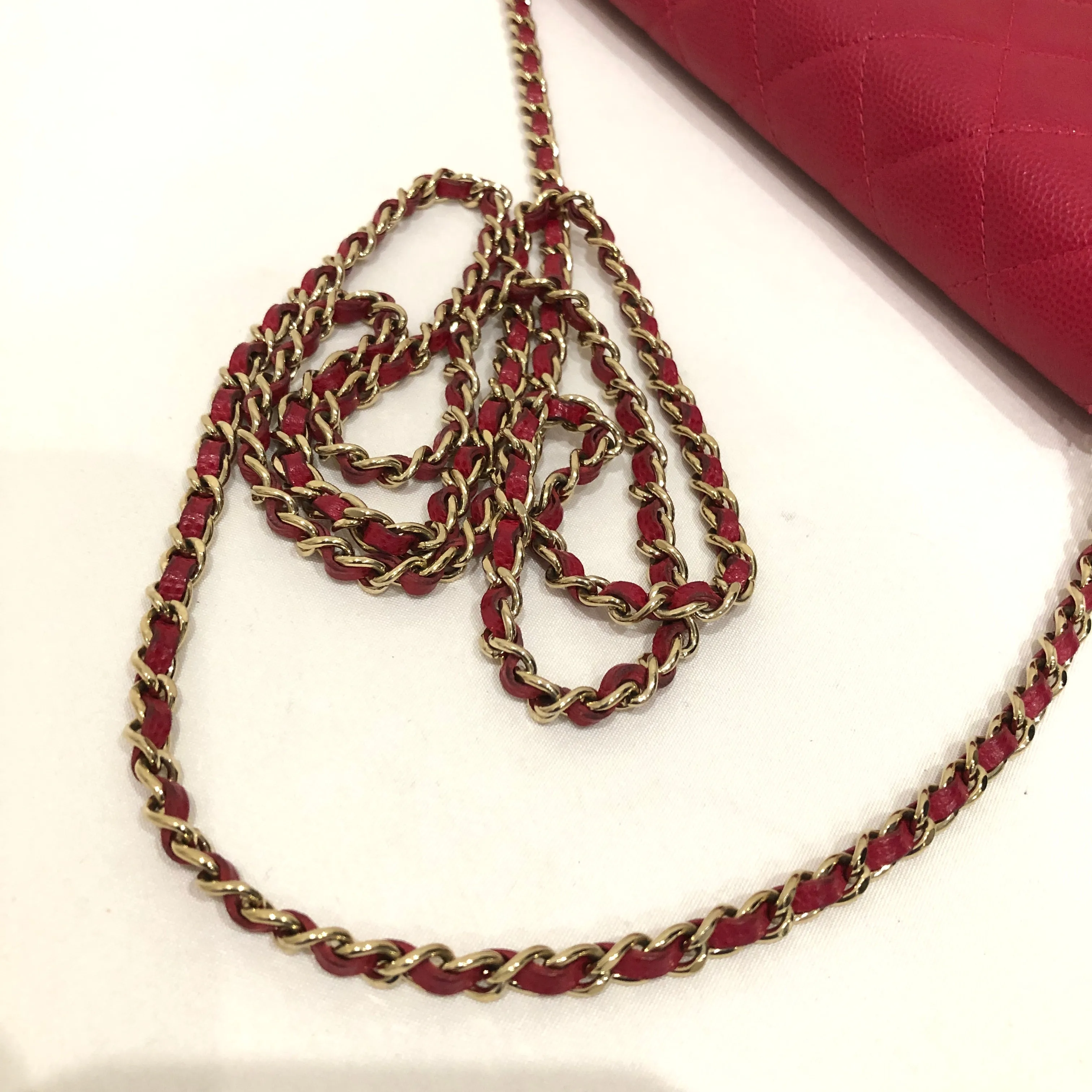 Chanel Red Caviar Wallet On Chain Crossbody Bag Sku# 83262