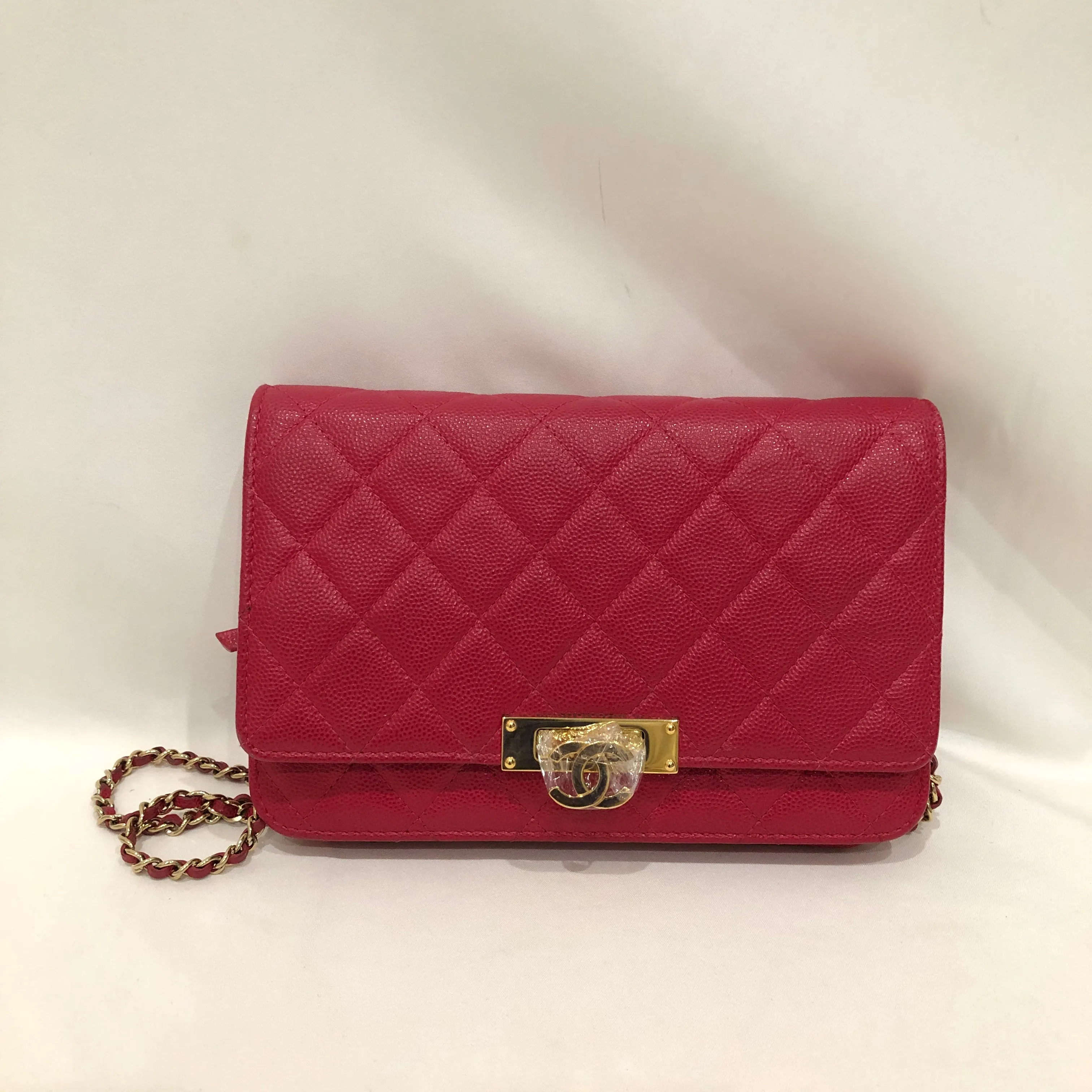 Chanel Red Caviar Wallet On Chain Crossbody Bag Sku# 83262