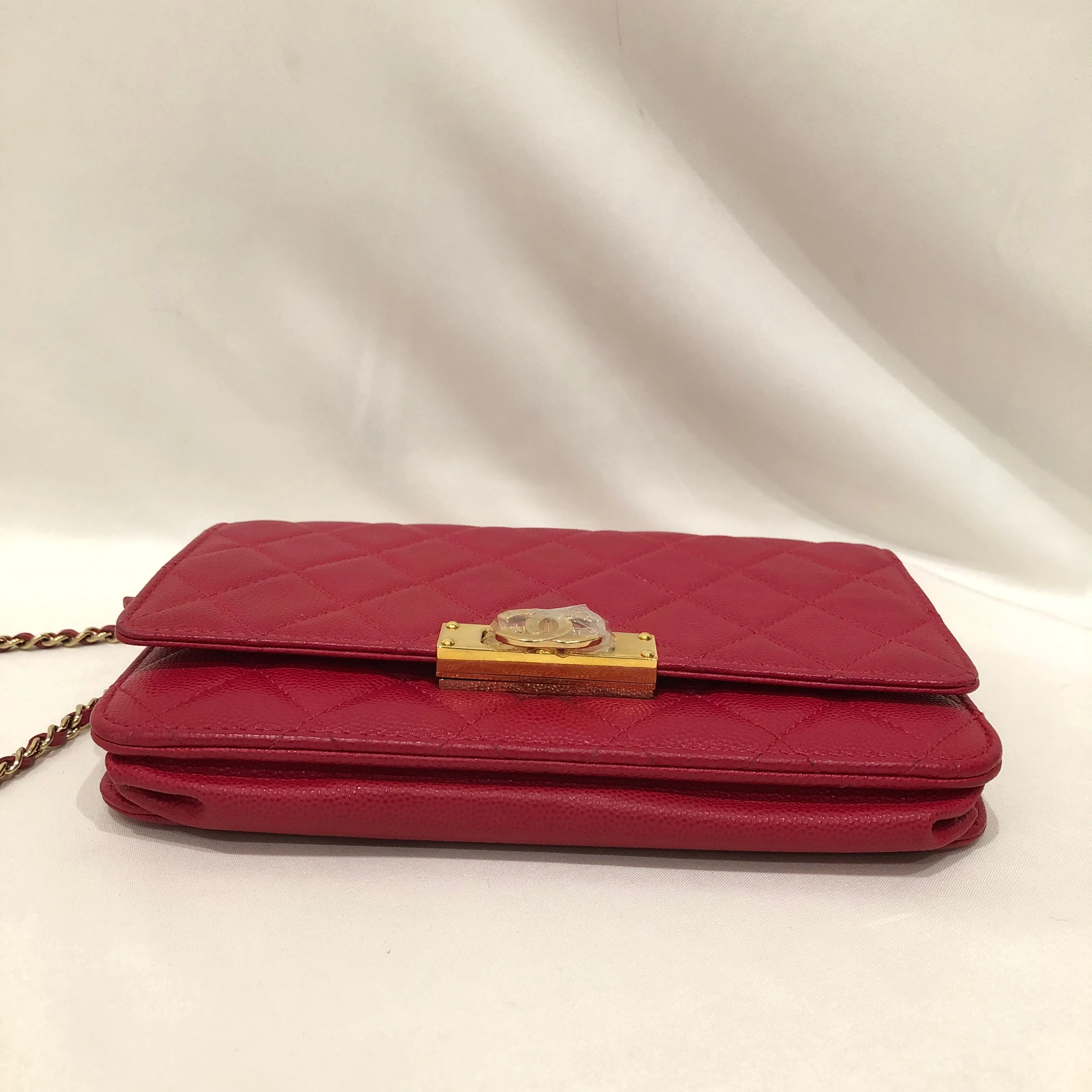 Chanel Red Caviar Wallet On Chain Crossbody Bag Sku# 83262