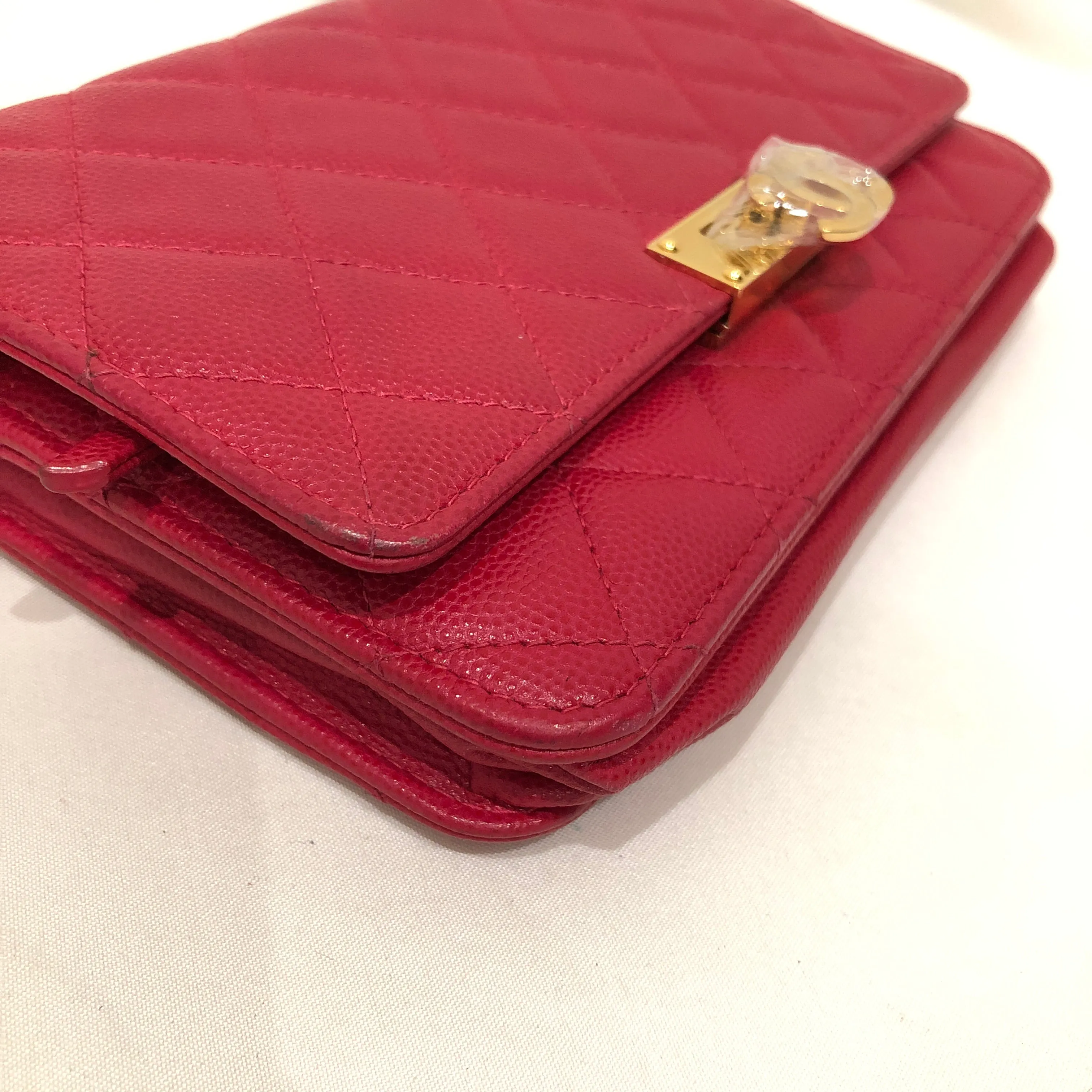 Chanel Red Caviar Wallet On Chain Crossbody Bag Sku# 83262