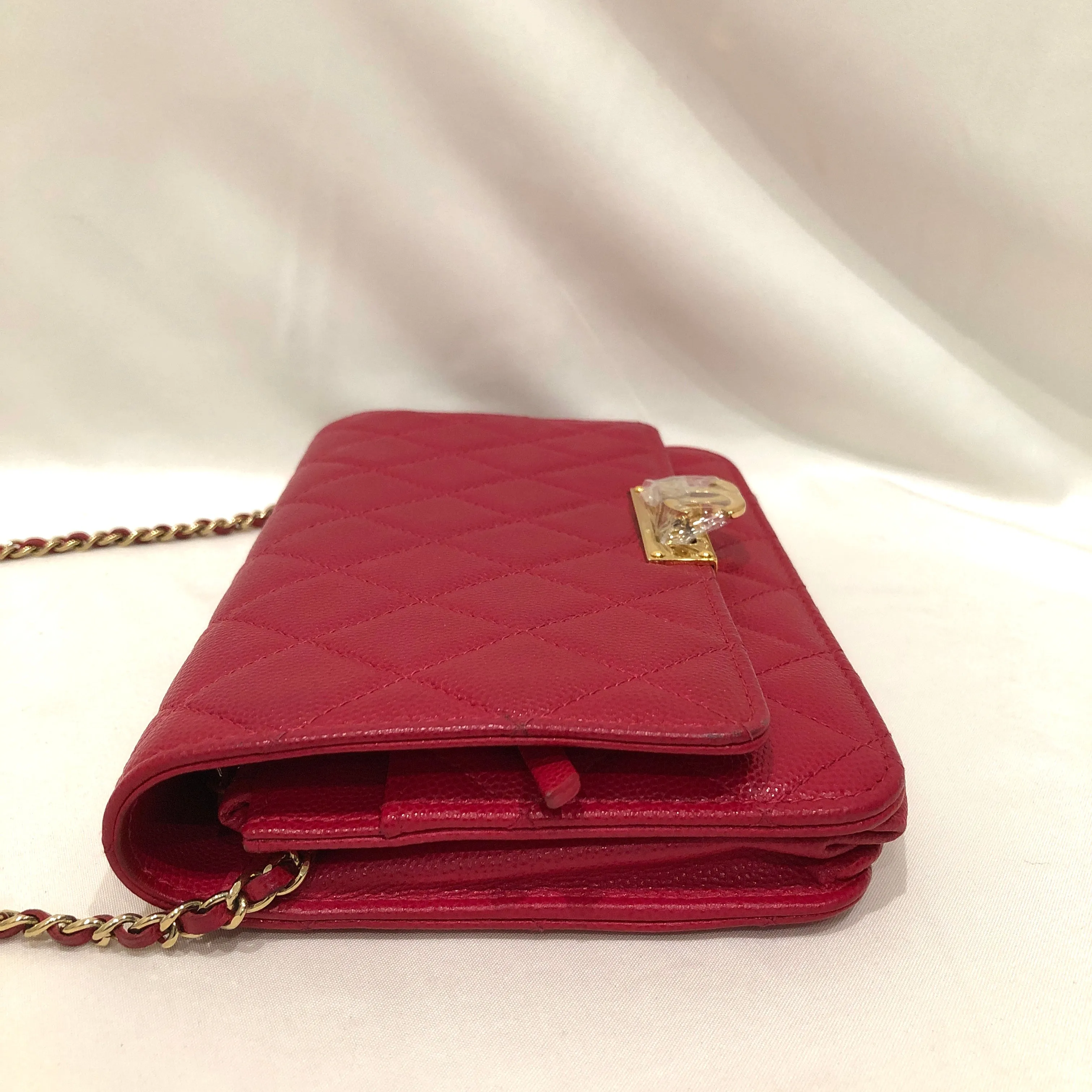 Chanel Red Caviar Wallet On Chain Crossbody Bag Sku# 83262