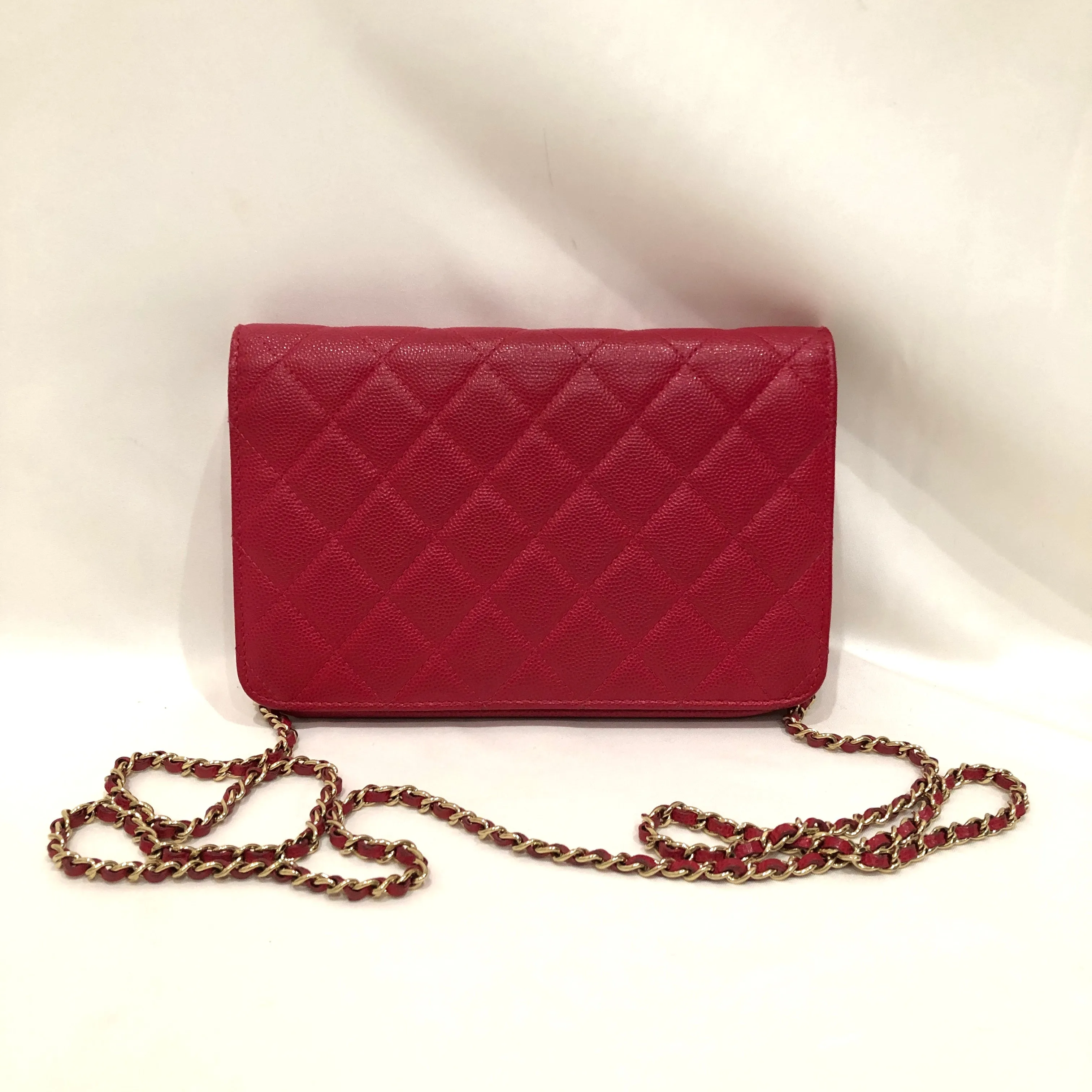 Chanel Red Caviar Wallet On Chain Crossbody Bag Sku# 83262