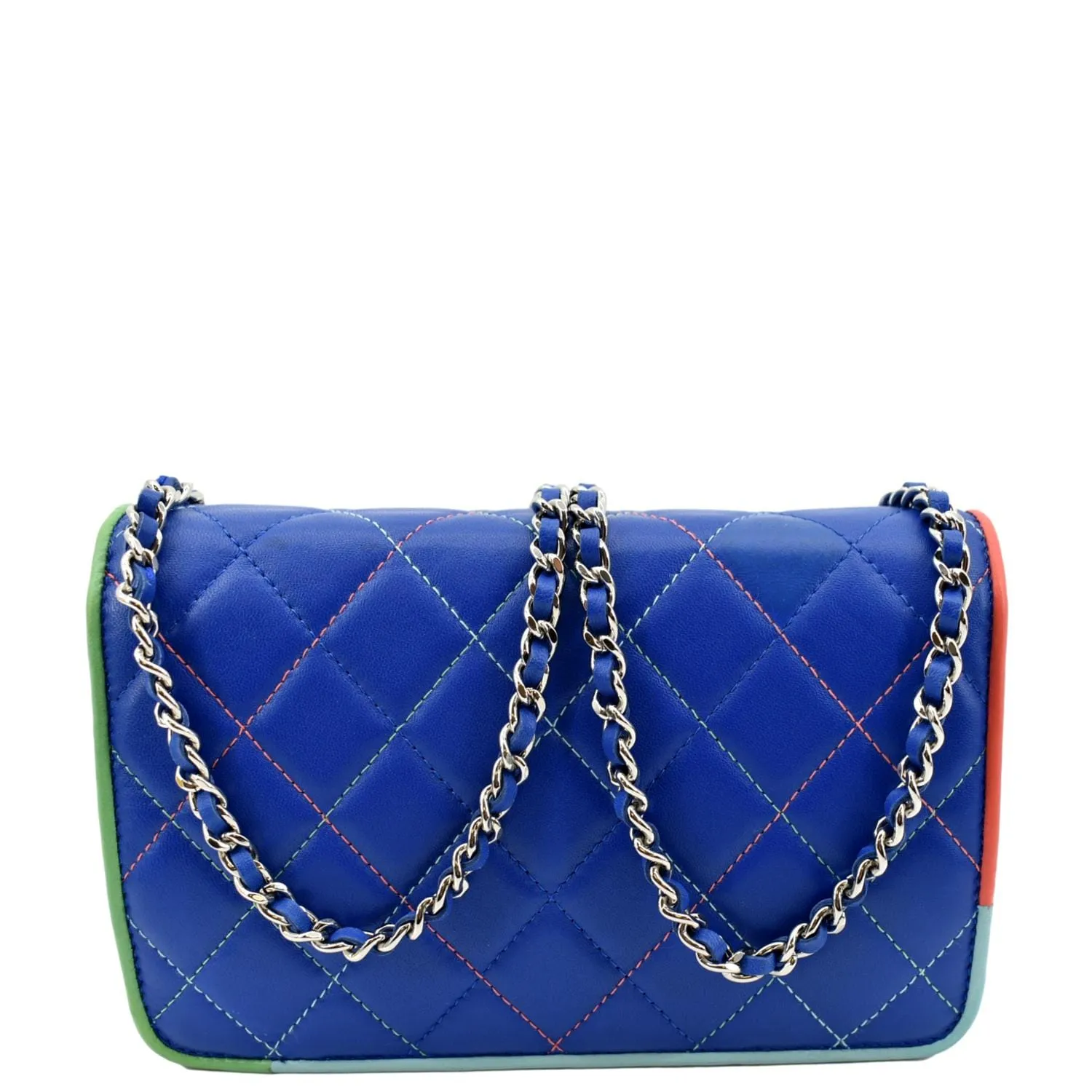 CHANEL Wallet On Chain Quilted Leather Crossbody Bag Blue