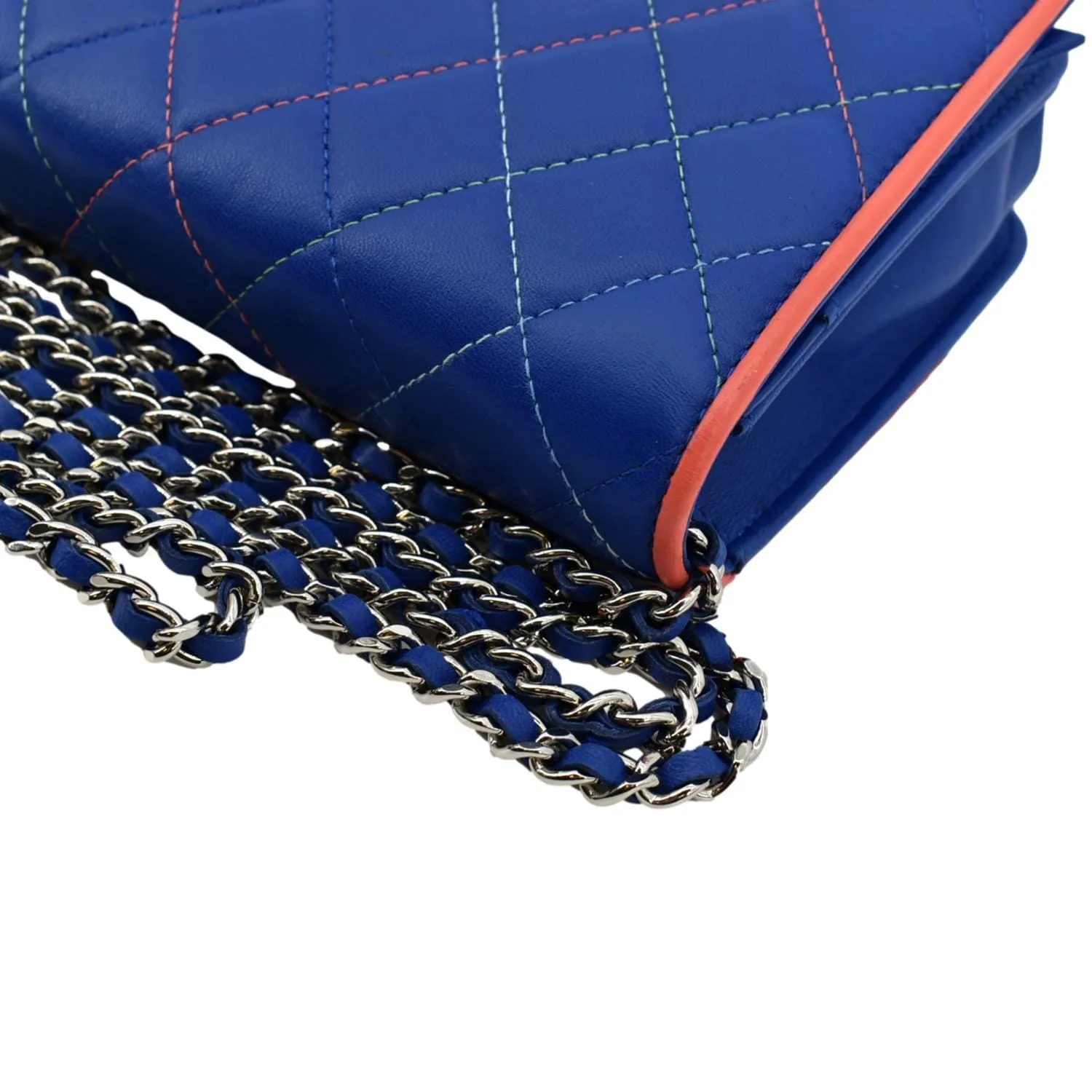 CHANEL Wallet On Chain Quilted Leather Crossbody Bag Blue