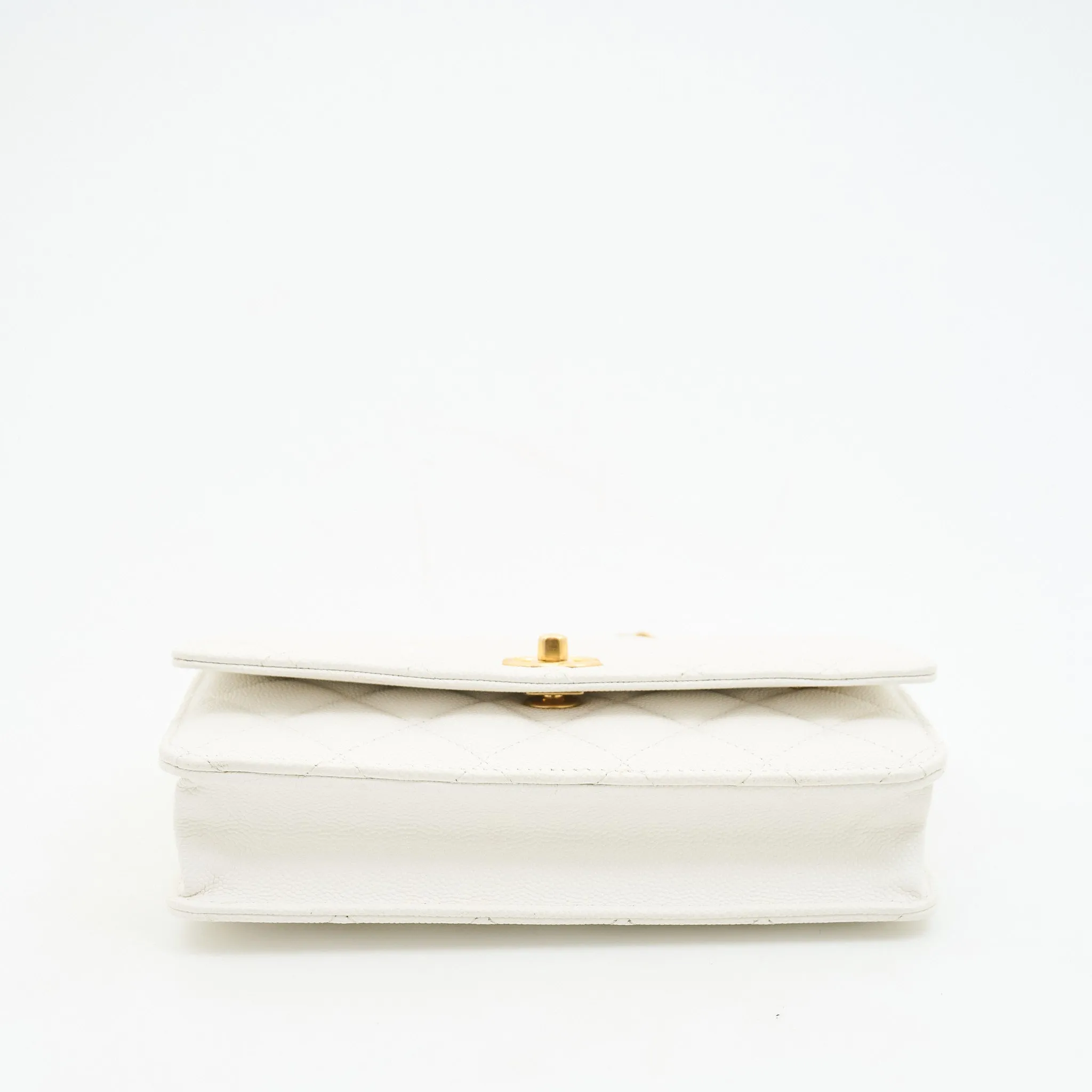 Chanel White Caviar Wallet On Chain GHW