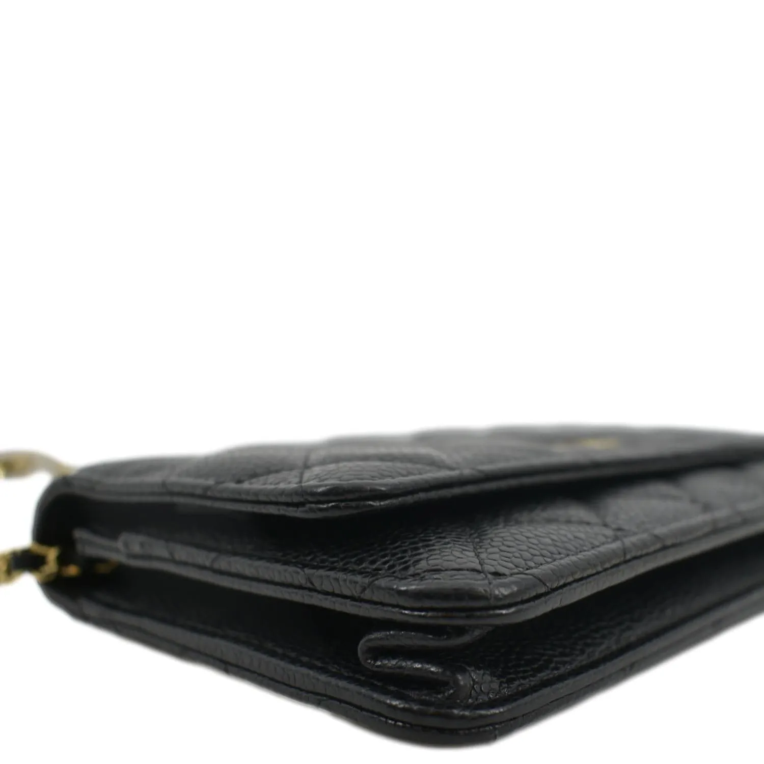 CHANEL Woc Caviar Leather Wallet On Chain Clutch Bag Black
