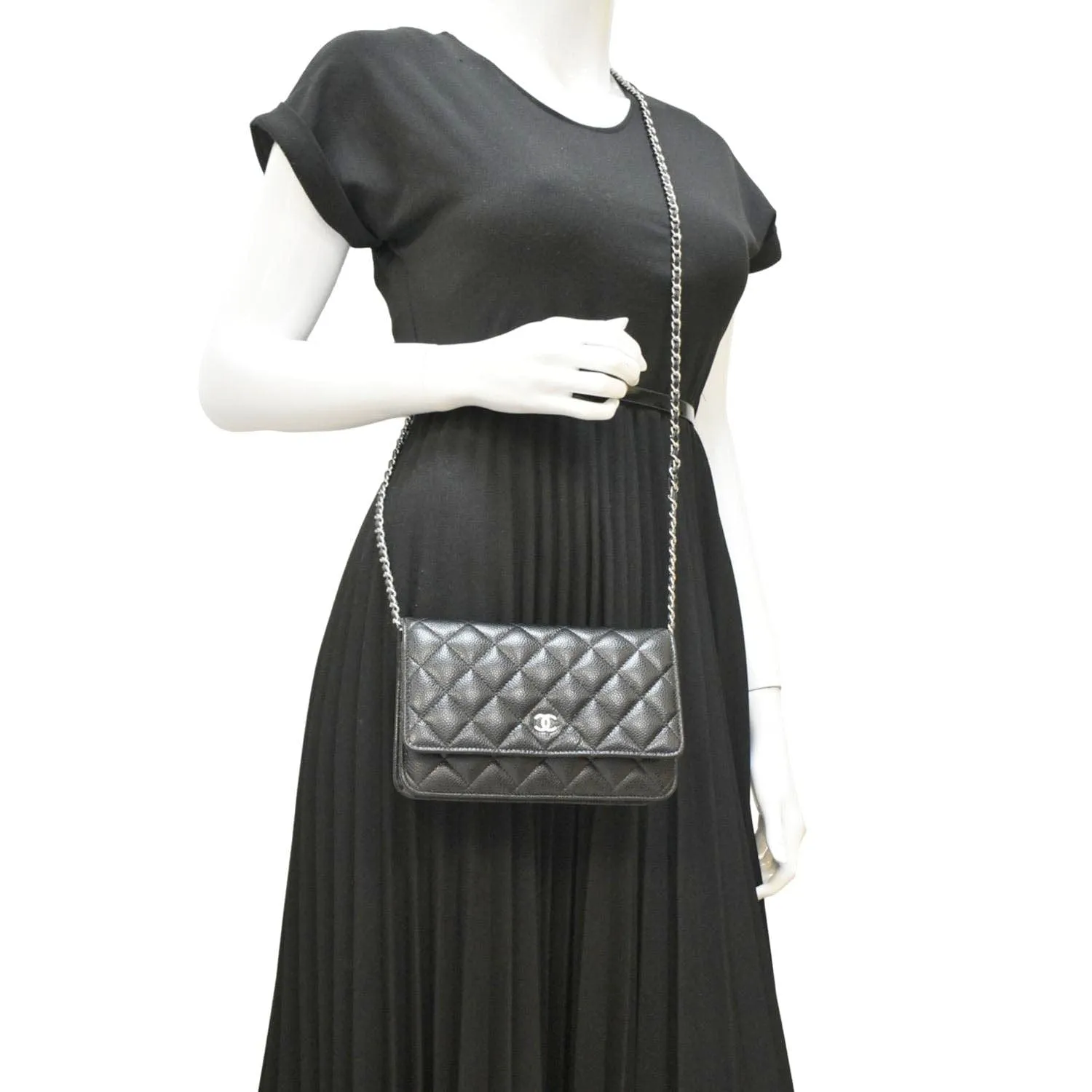 CHANEL WOC Quilted Leather Caviar Crossbody Bag Black