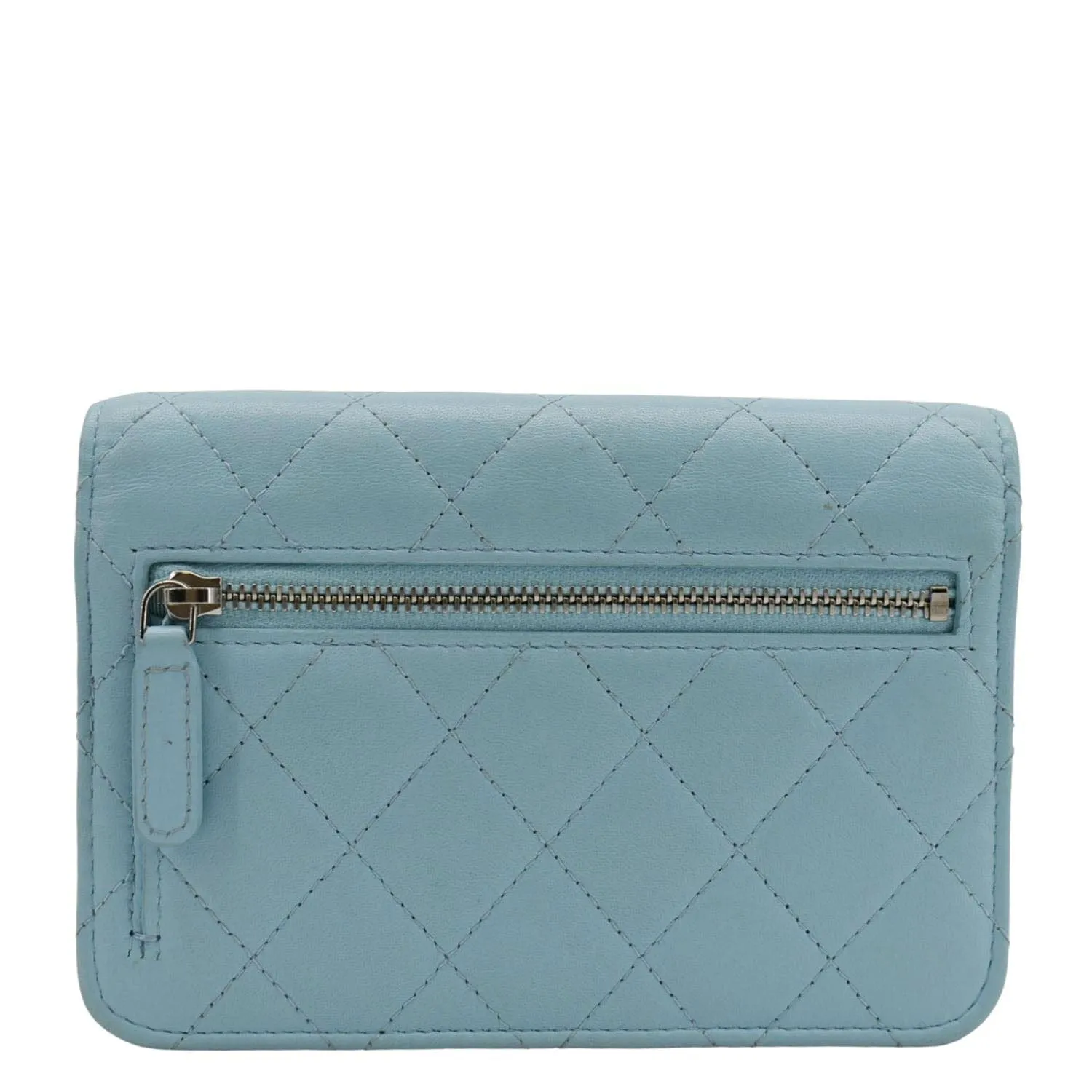 CHANEL WOC Quilted Leather Crossbody Bag Tiffany Blue