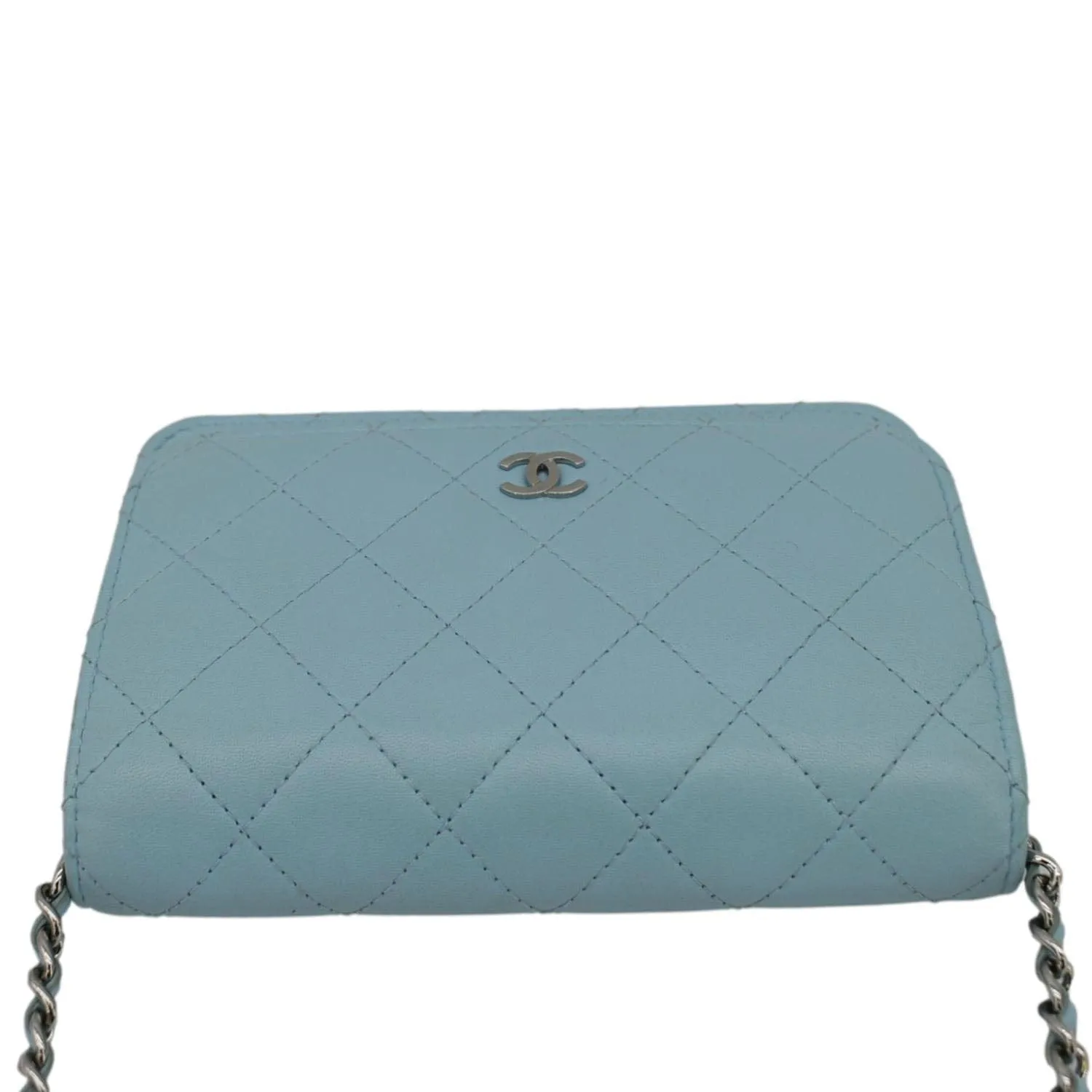 CHANEL WOC Quilted Leather Crossbody Bag Tiffany Blue